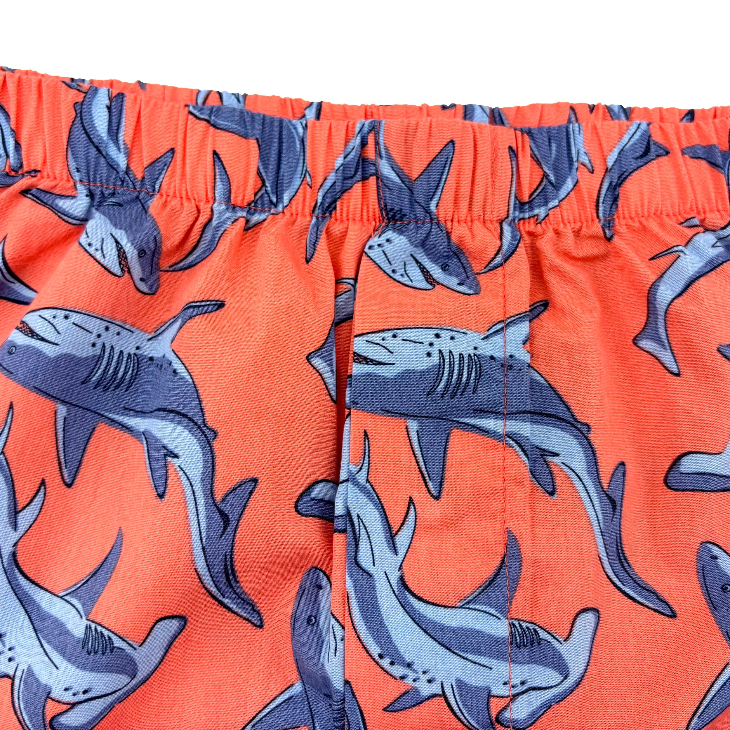 Mens Bright Orange Hammerhead Great White Shark Patterned Boxer Shorts
