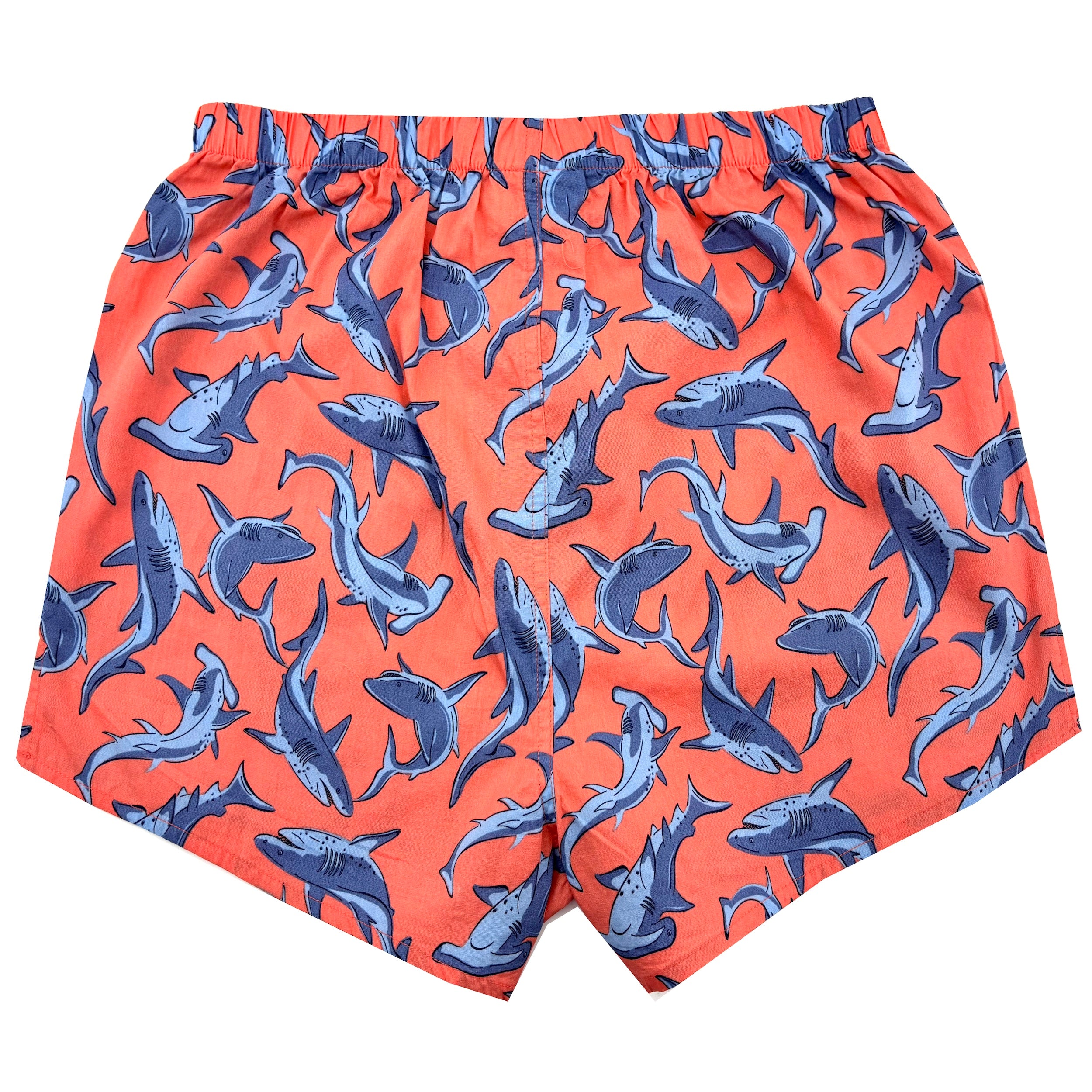 Mens Bright Orange Hammerhead Great White Shark Patterned Boxer Shorts