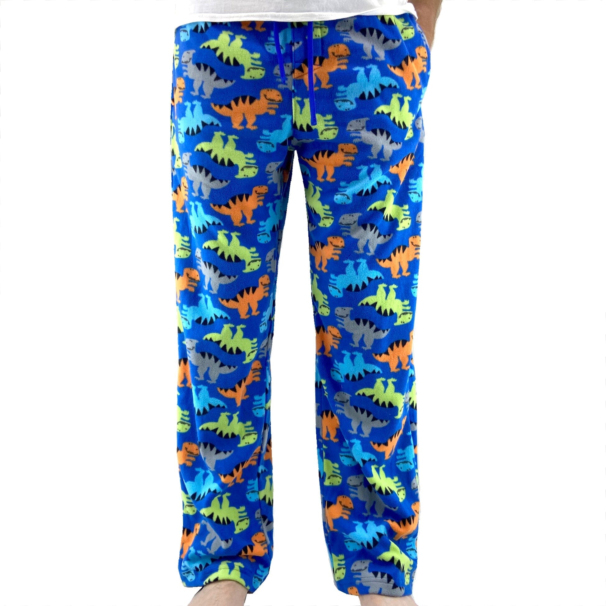 Men's Fun Colorful Velociraptor Dinosaur Patterned Fleece Pajama Pants