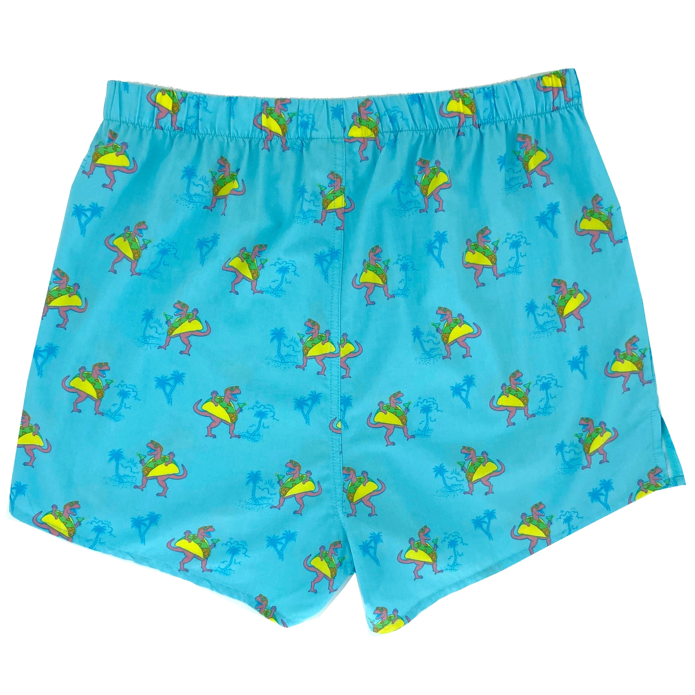 Men's T-Rex Dinosaurs Dressed Up as Tacos All Over Print Boxer Shorts