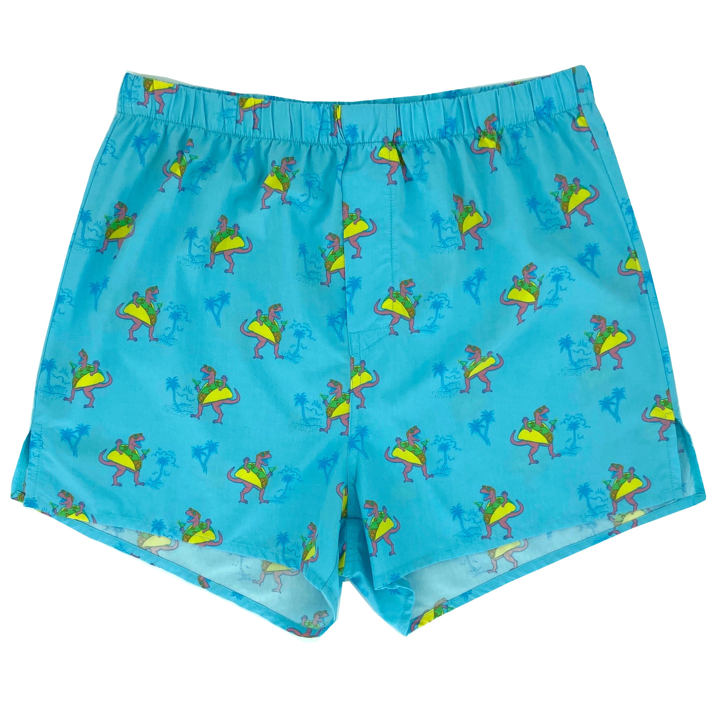 Men's T-Rex Dinosaurs Dressed Up as Tacos All Over Print Boxer Shorts