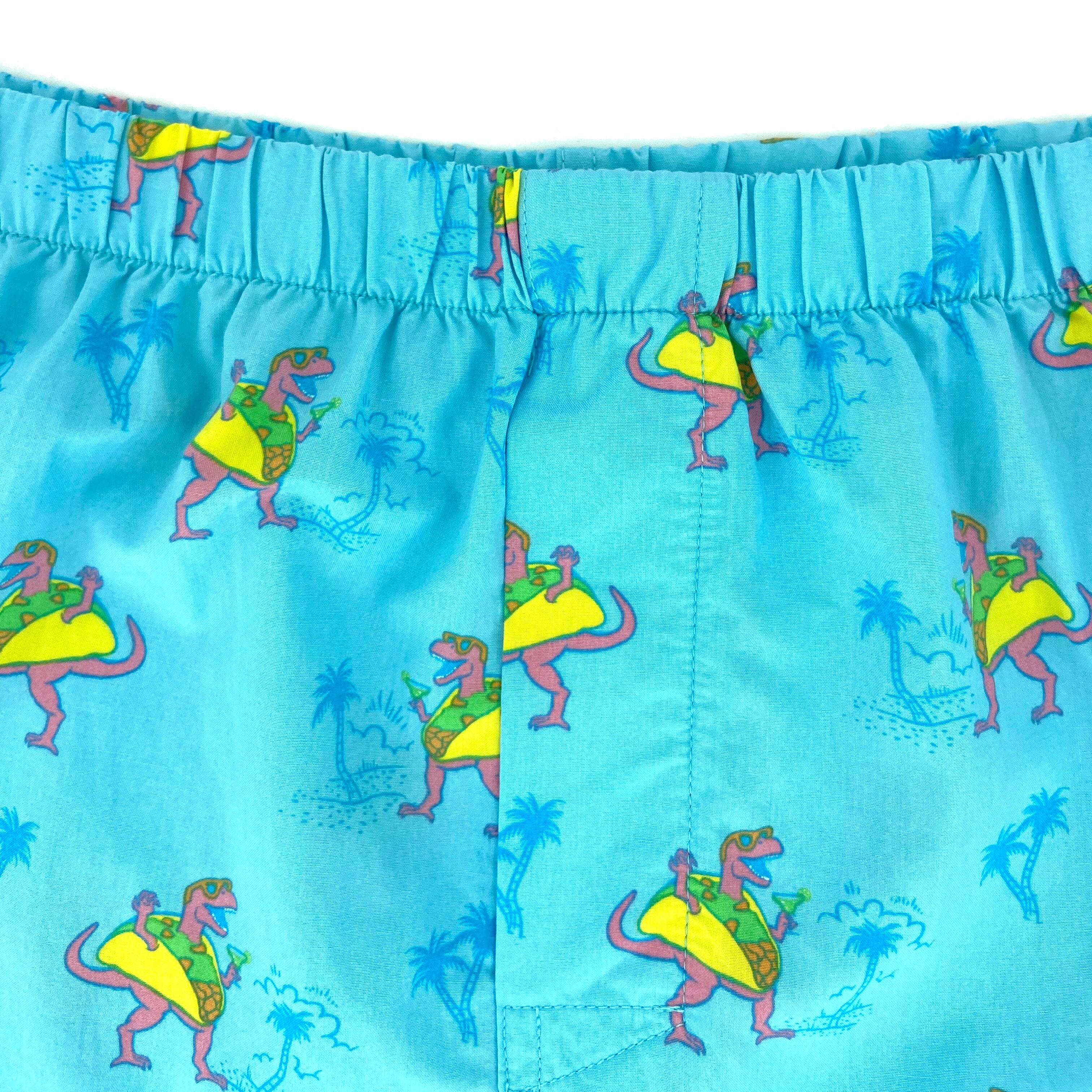 Men's T-Rex Dinosaurs Dressed Up as Tacos All Over Print Boxer Shorts
