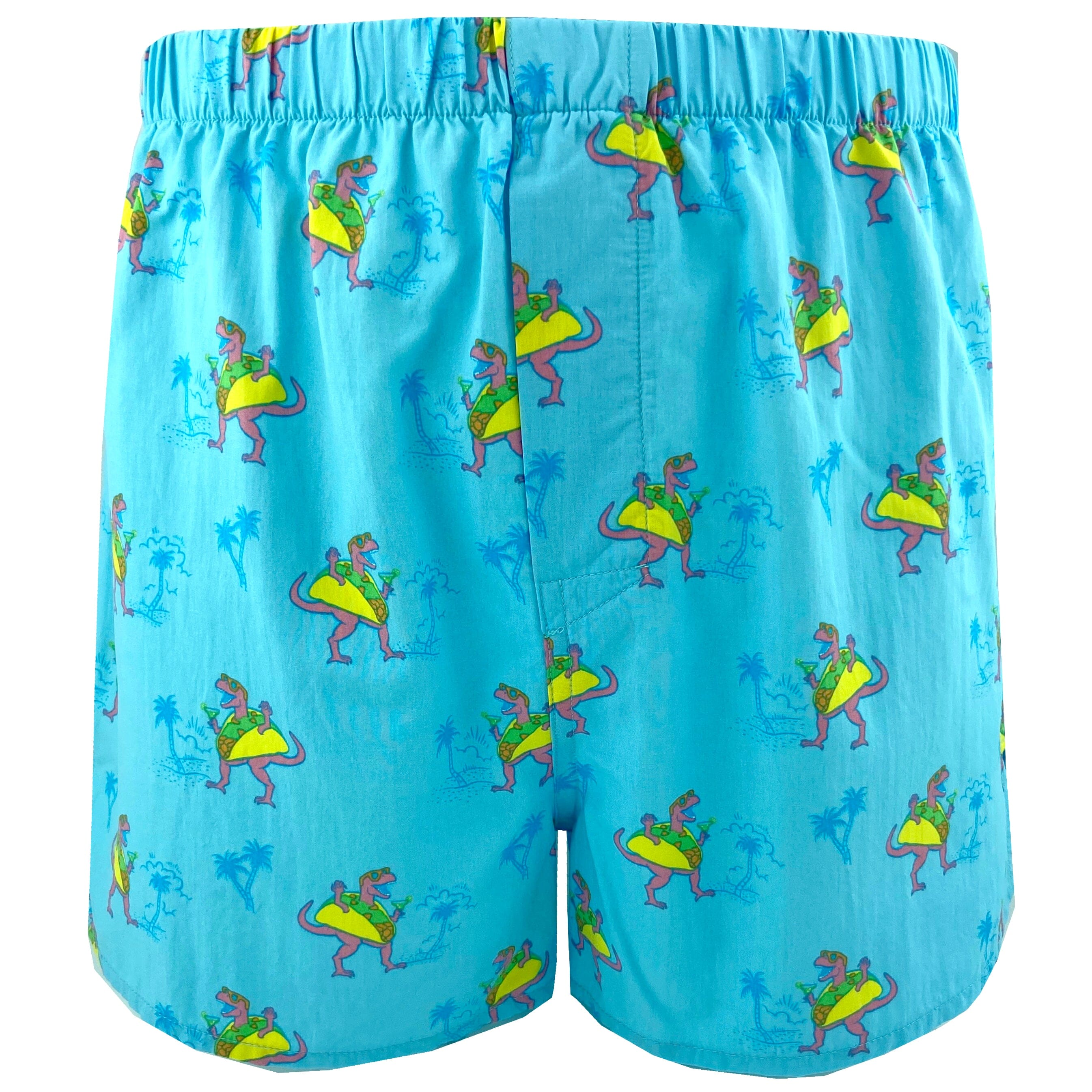 Men's T-Rex Dinosaurs Dressed Up as Tacos All Over Print Boxer Shorts
