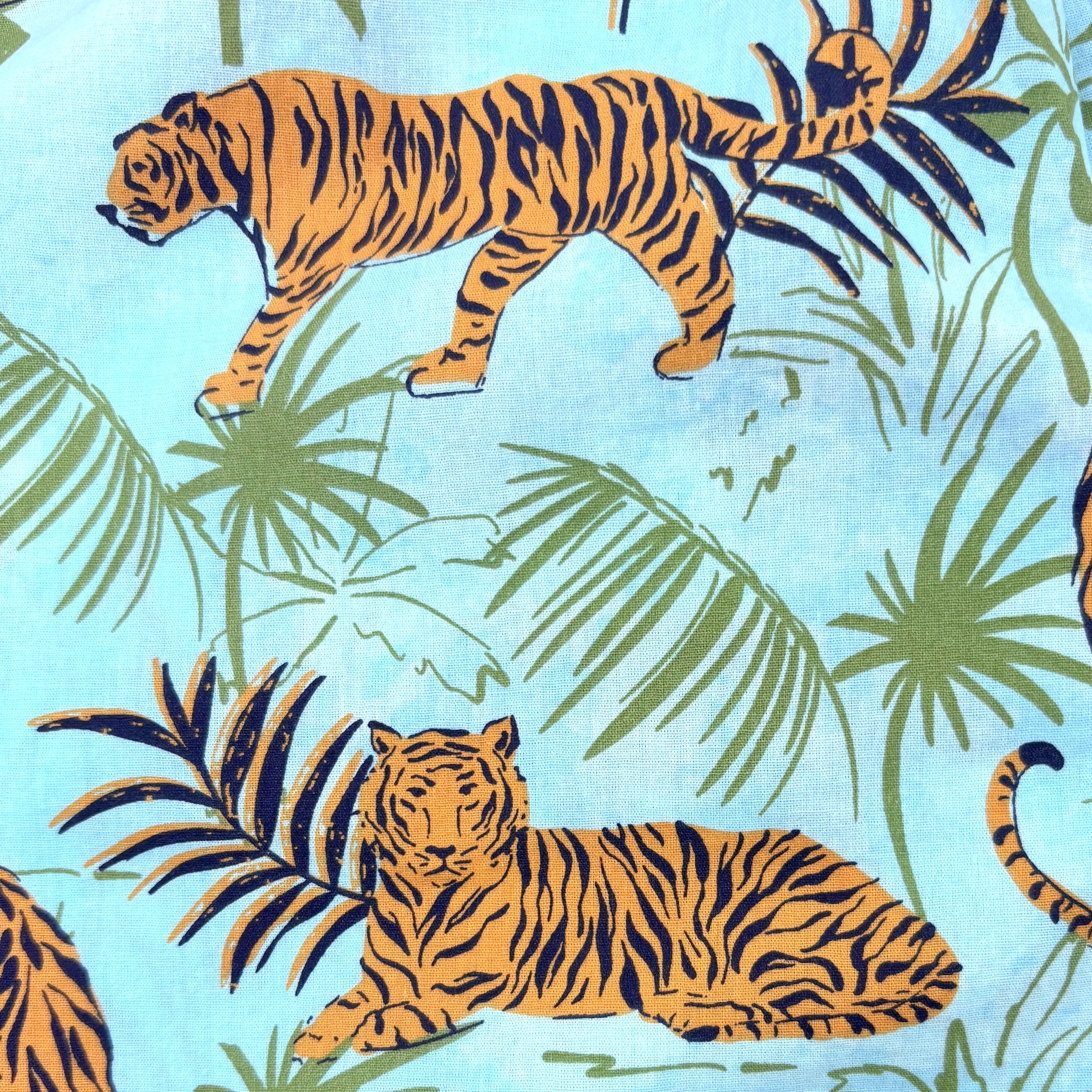 Men's Wild Tiger Novelty Print Breathable Cotton Boxer Shorts in Blue