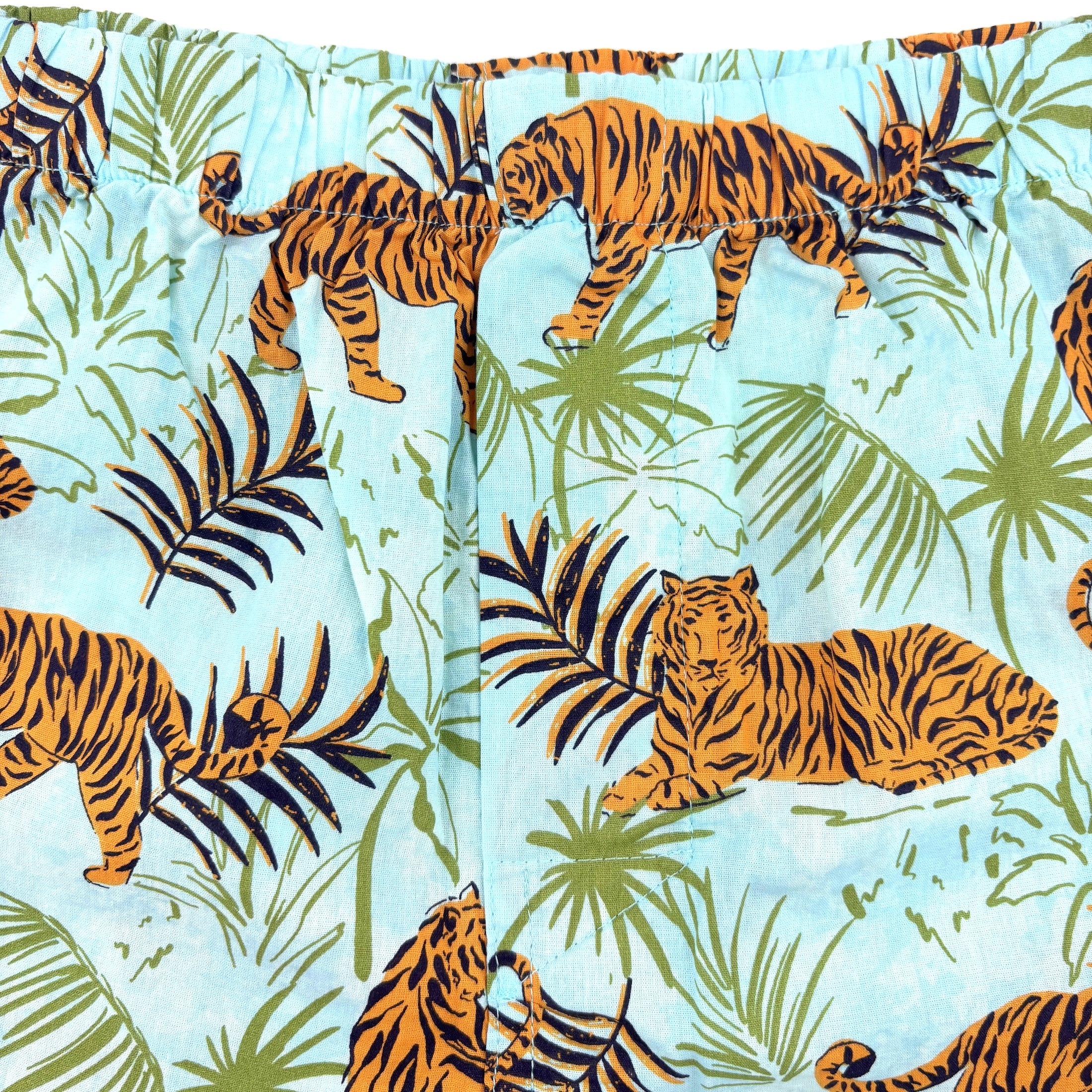 Men's Wild Tiger Novelty Print Breathable Cotton Boxer Shorts in Blue