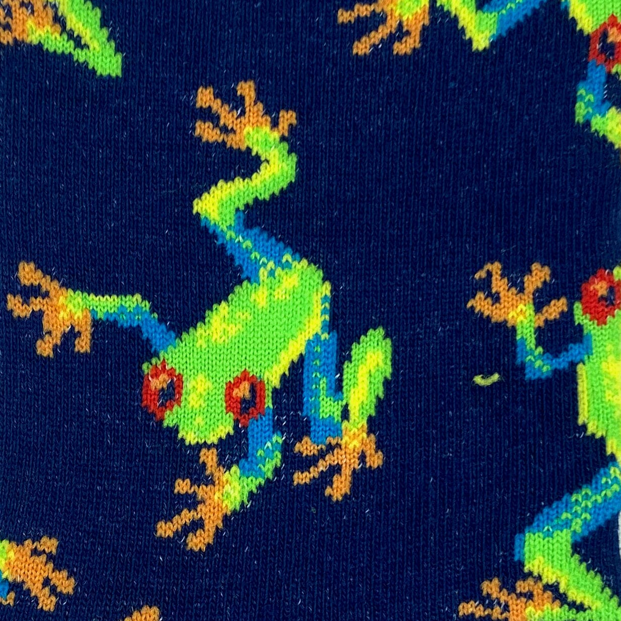 Navy Blue Colorful Tree Frog Reptile Patterned Cotton Novelty Socks