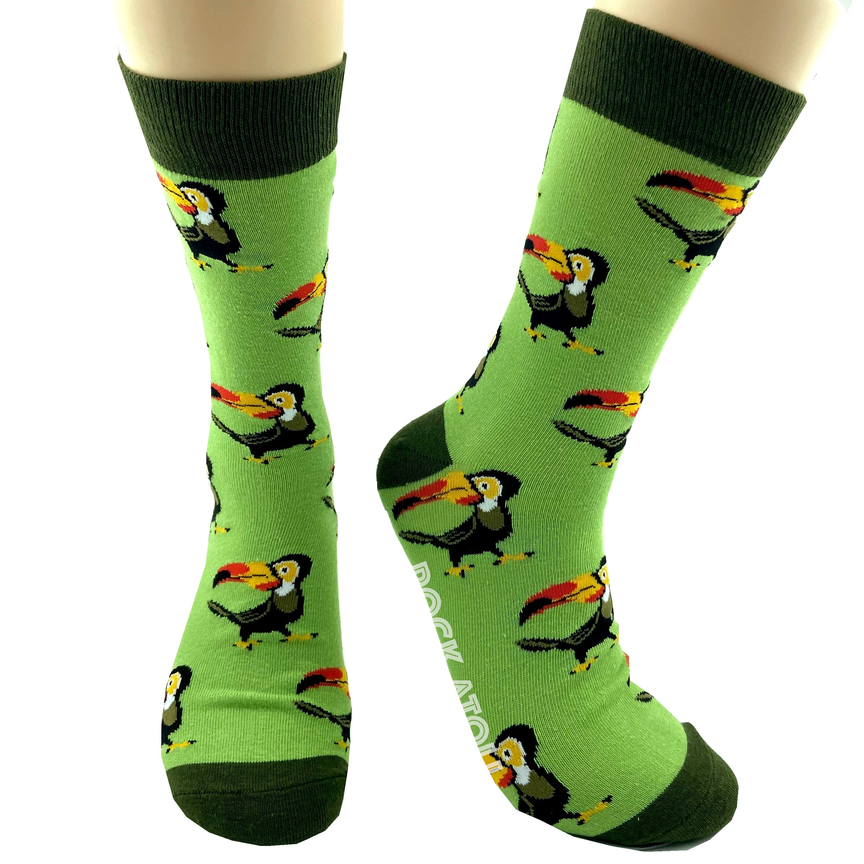 Green Unisex Toucan Tropical Bird All Over Print Novelty Crew Socks