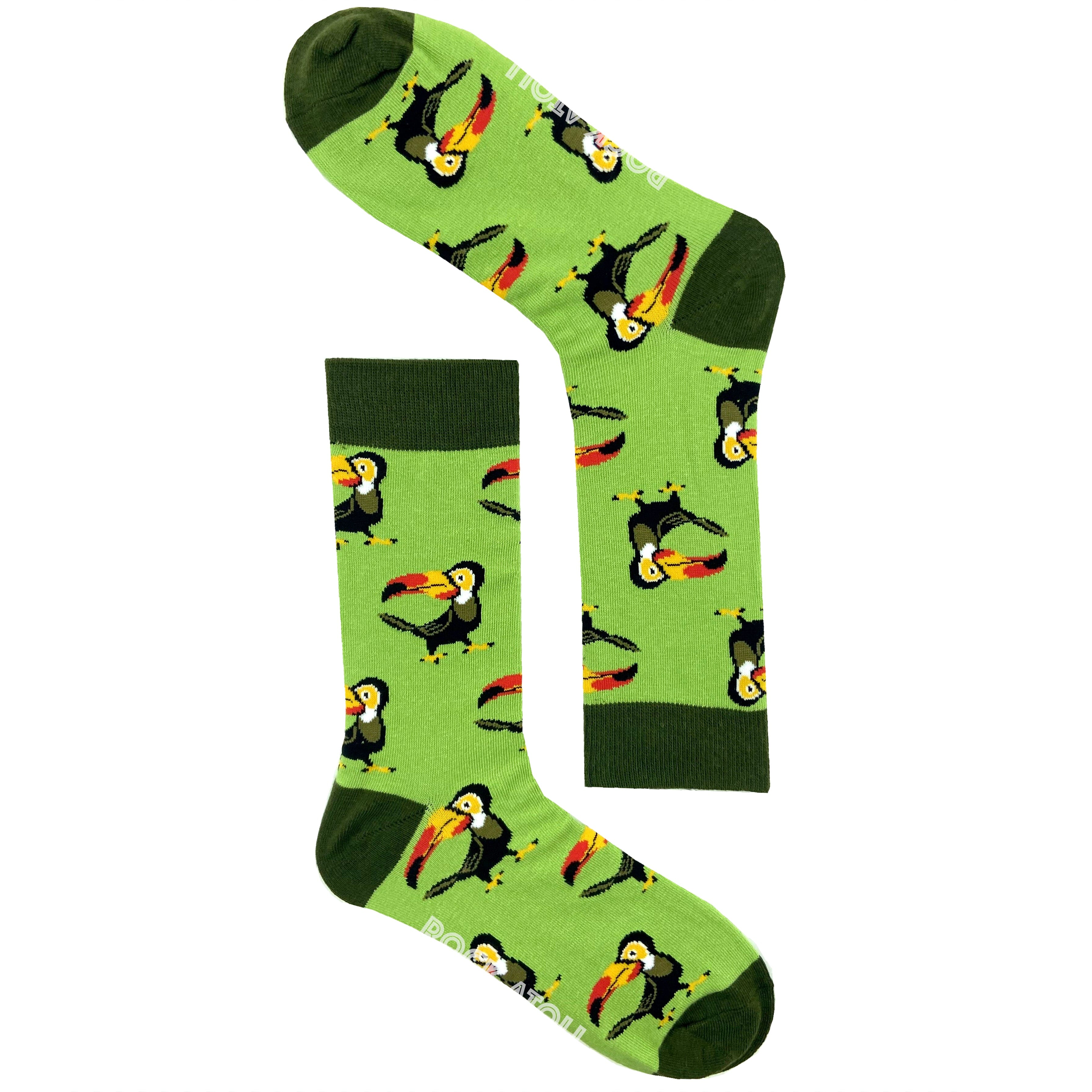 Green Unisex Toucan Tropical Bird All Over Print Novelty Crew Socks