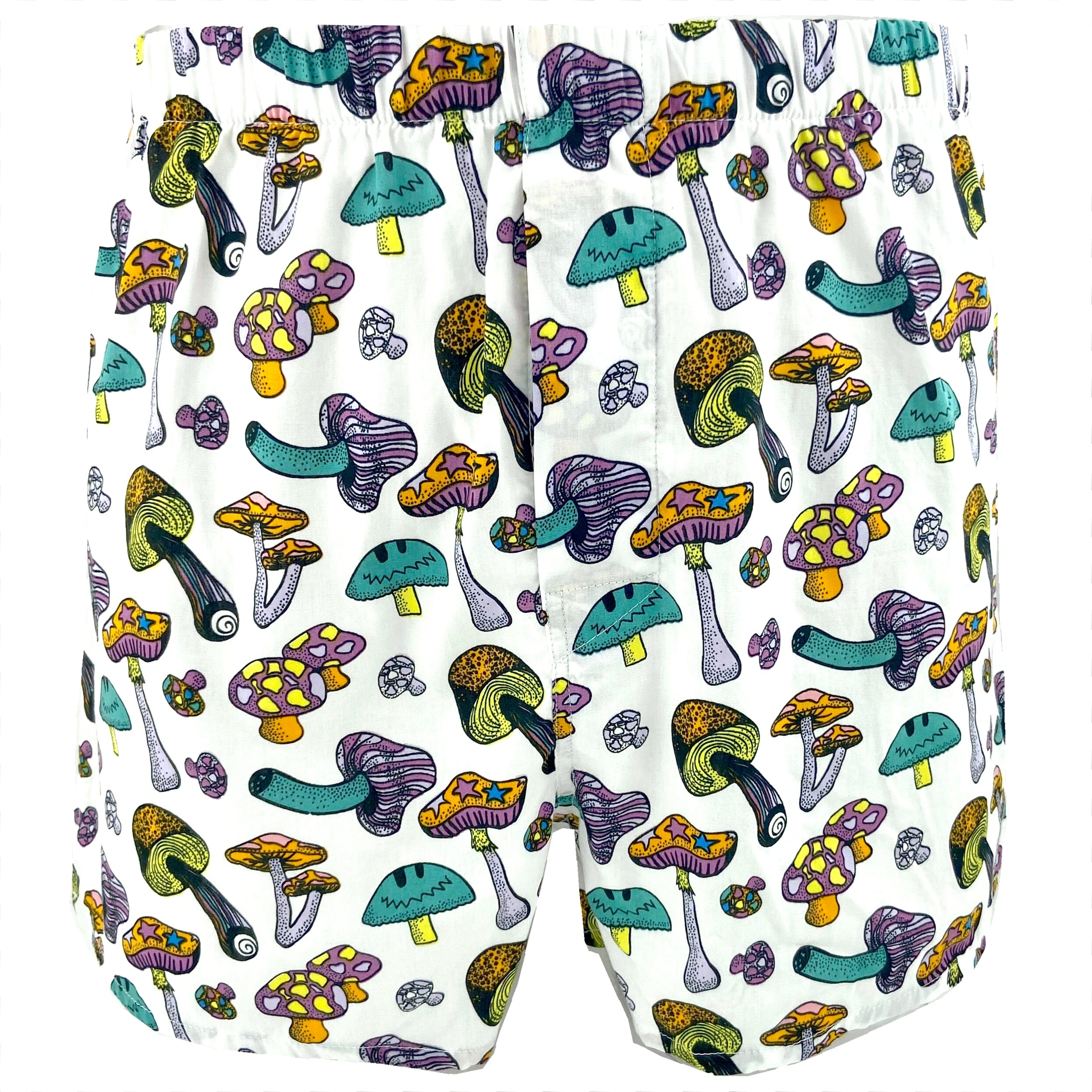 Men's Trippy Psychedelic Mushroom Shroom Patterned White Boxer Shorts 