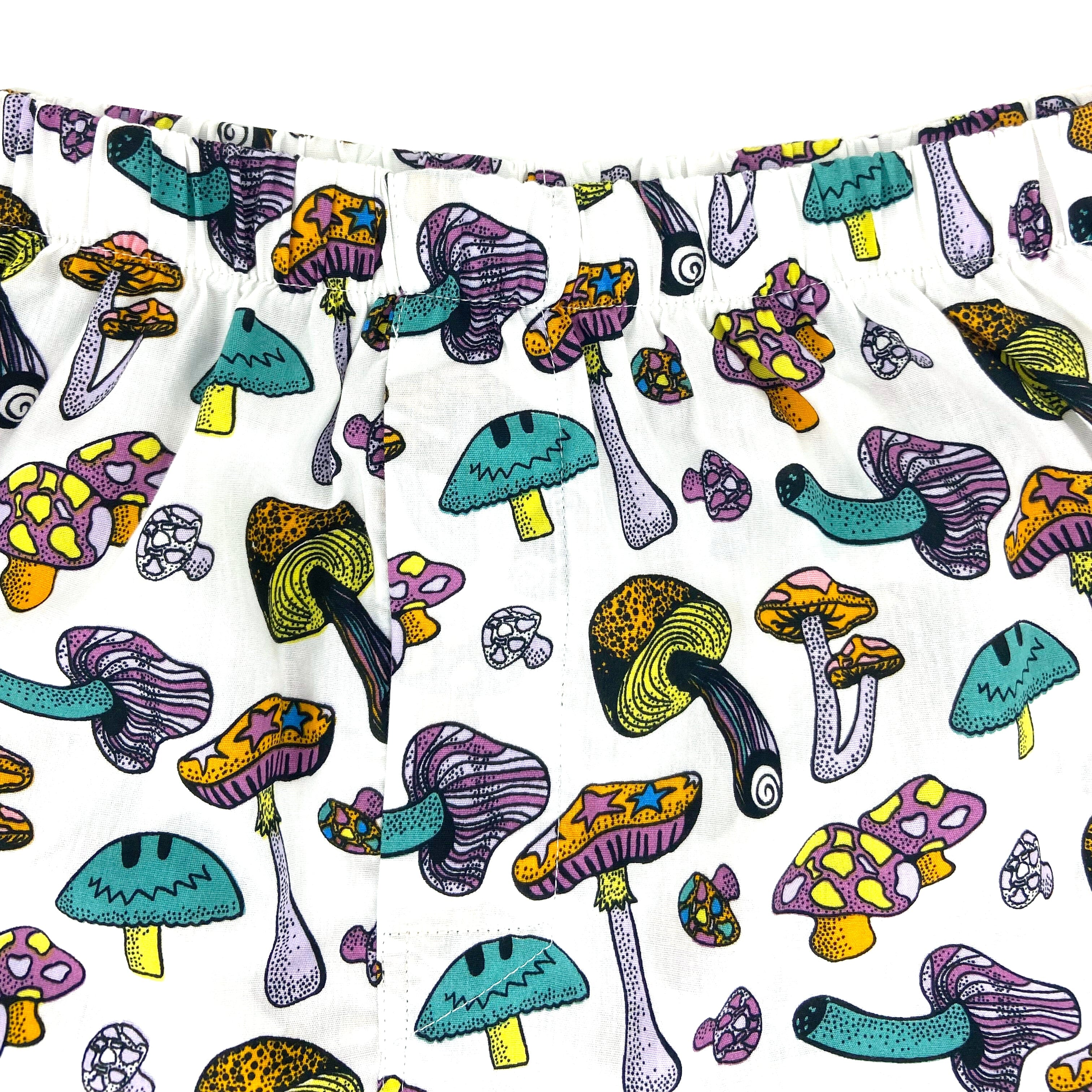 Men's Trippy Psychedelic Mushroom Shroom Patterned White Boxer Shorts