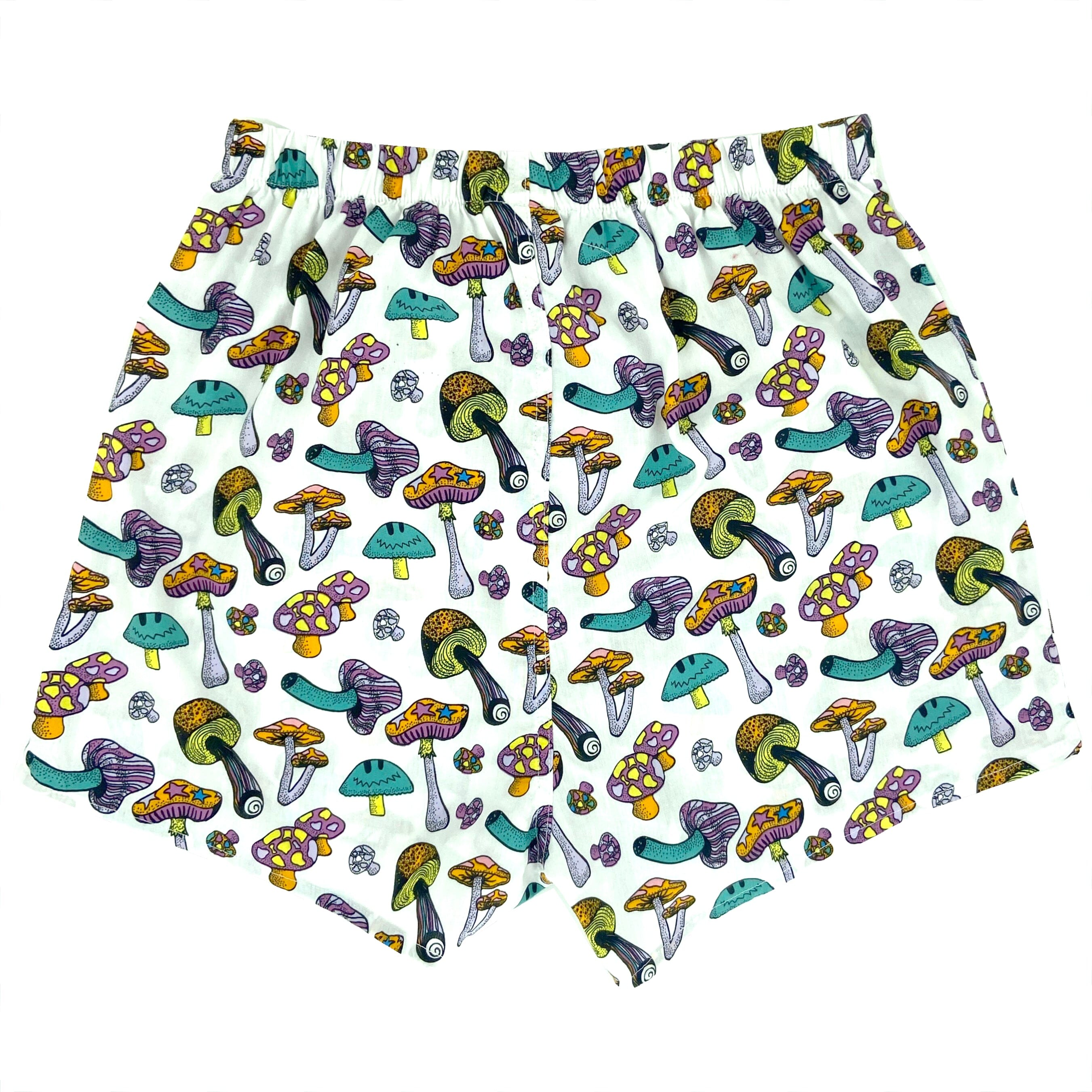 Men's Trippy Psychedelic Mushroom Shroom Patterned White Boxer Shorts