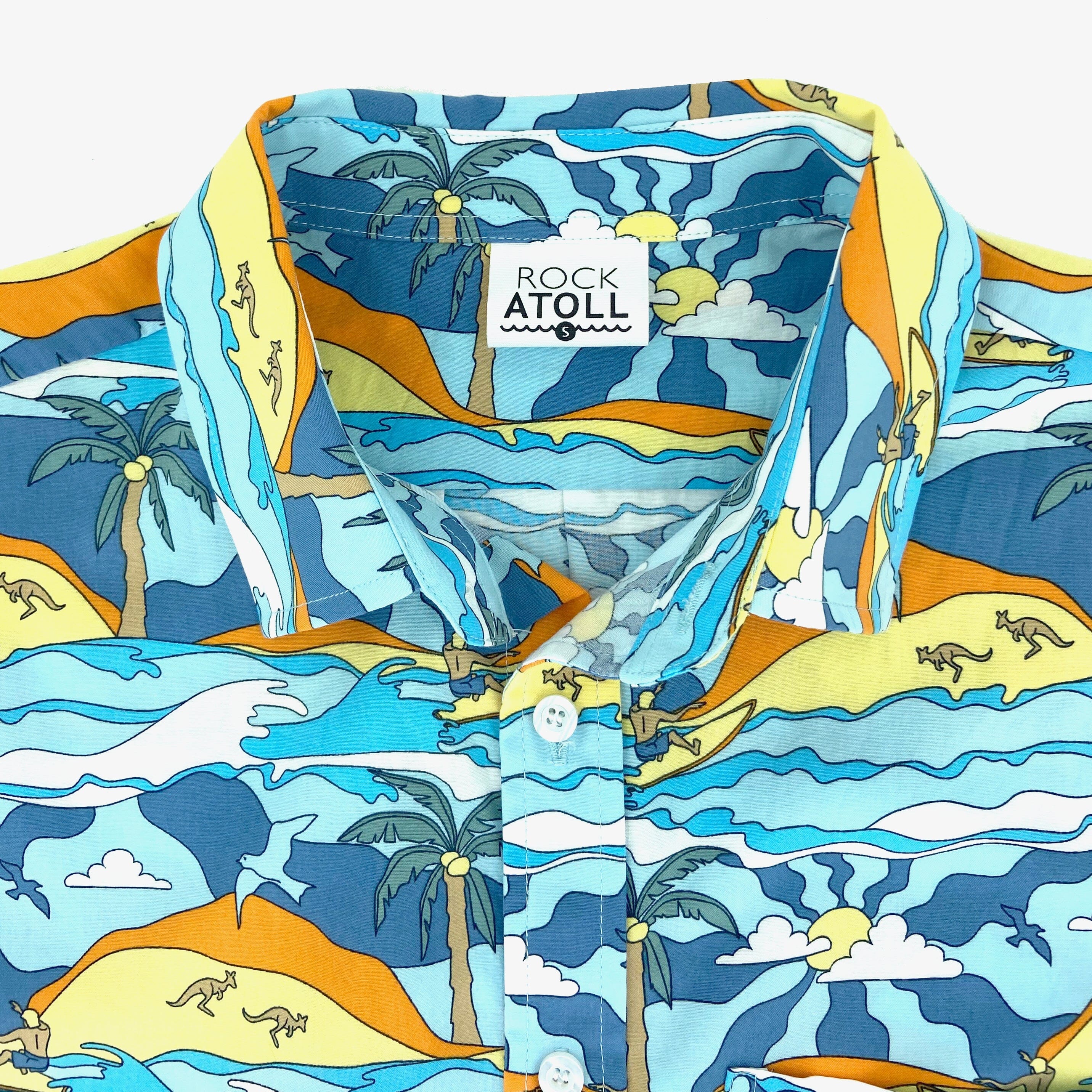 Men's 60's Inspired Trippy Surfer Patterned Button Down Hawaiian Shirt