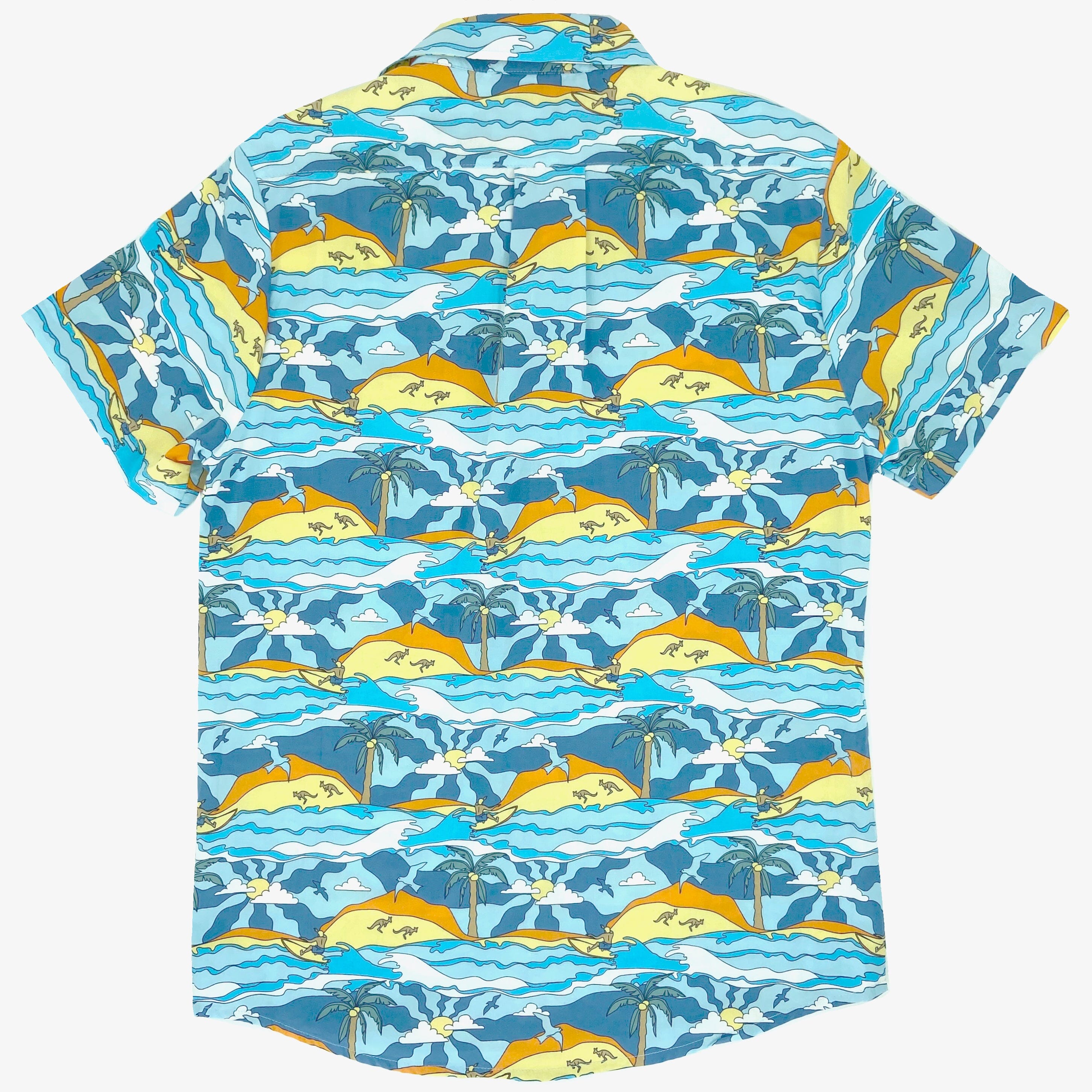 Men's 60's Inspired Trippy Surfer Patterned Button Down Hawaiian Shirt