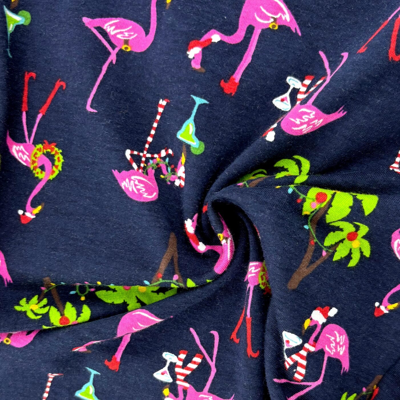 Men's Tropical Flamingo Wearing Santa Hats Christmas Themed PJ Pants