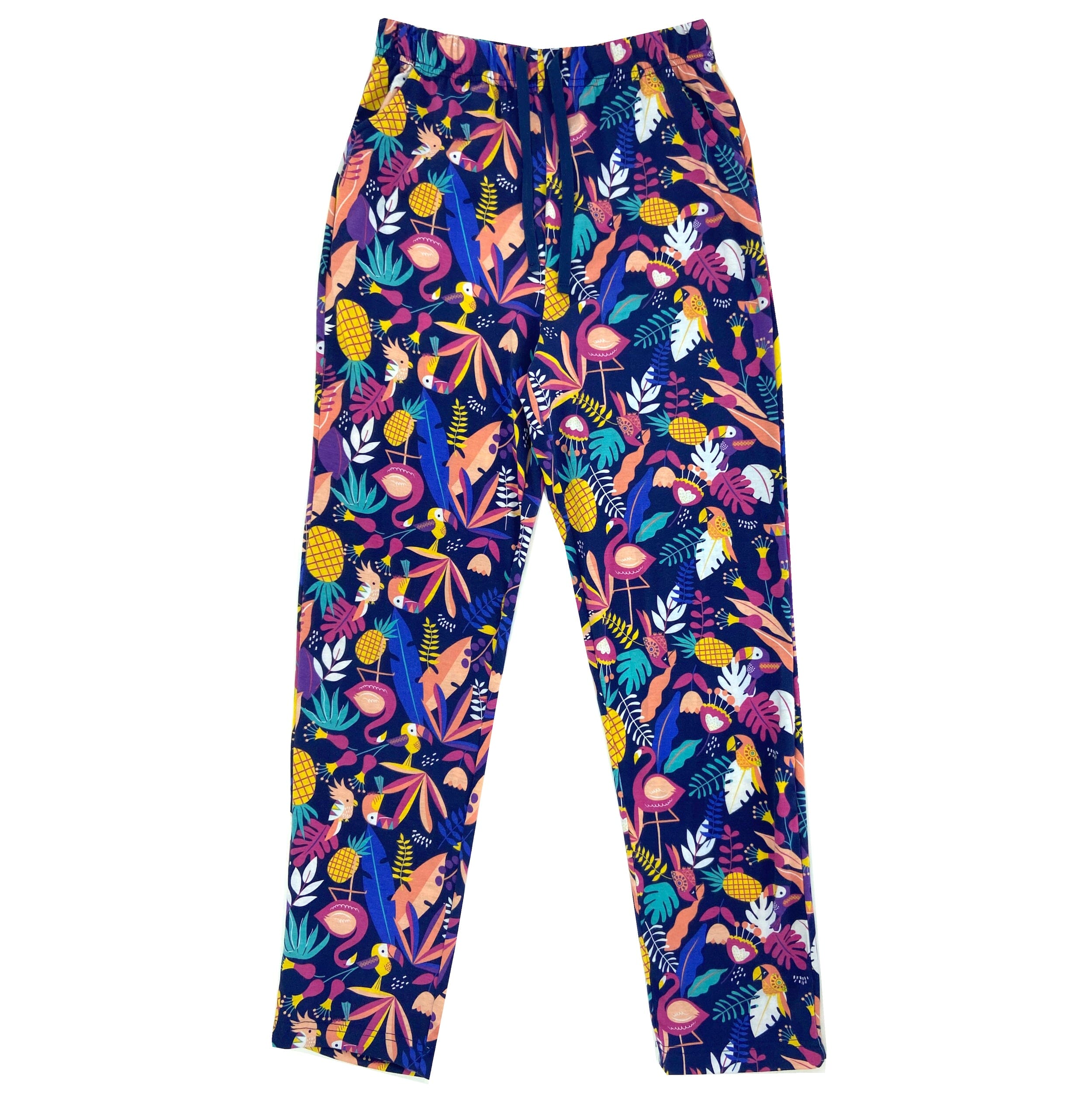 Women's Colorful Tropical Birds Parrot Floral Patterned Lounge Pants
