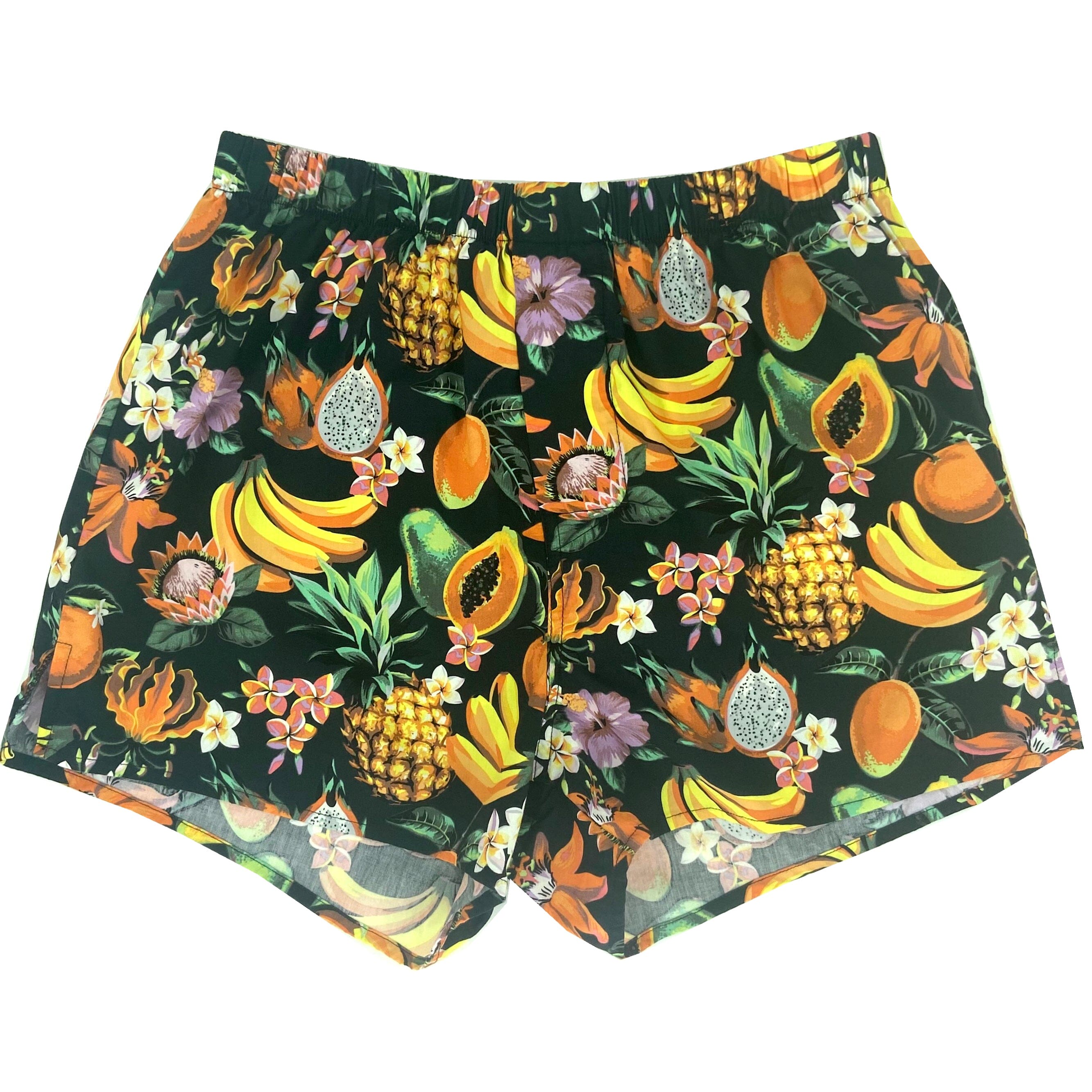 Yummy Men's Tropical Fruits and Flowers Patterned Cotton Boxer Shorts
