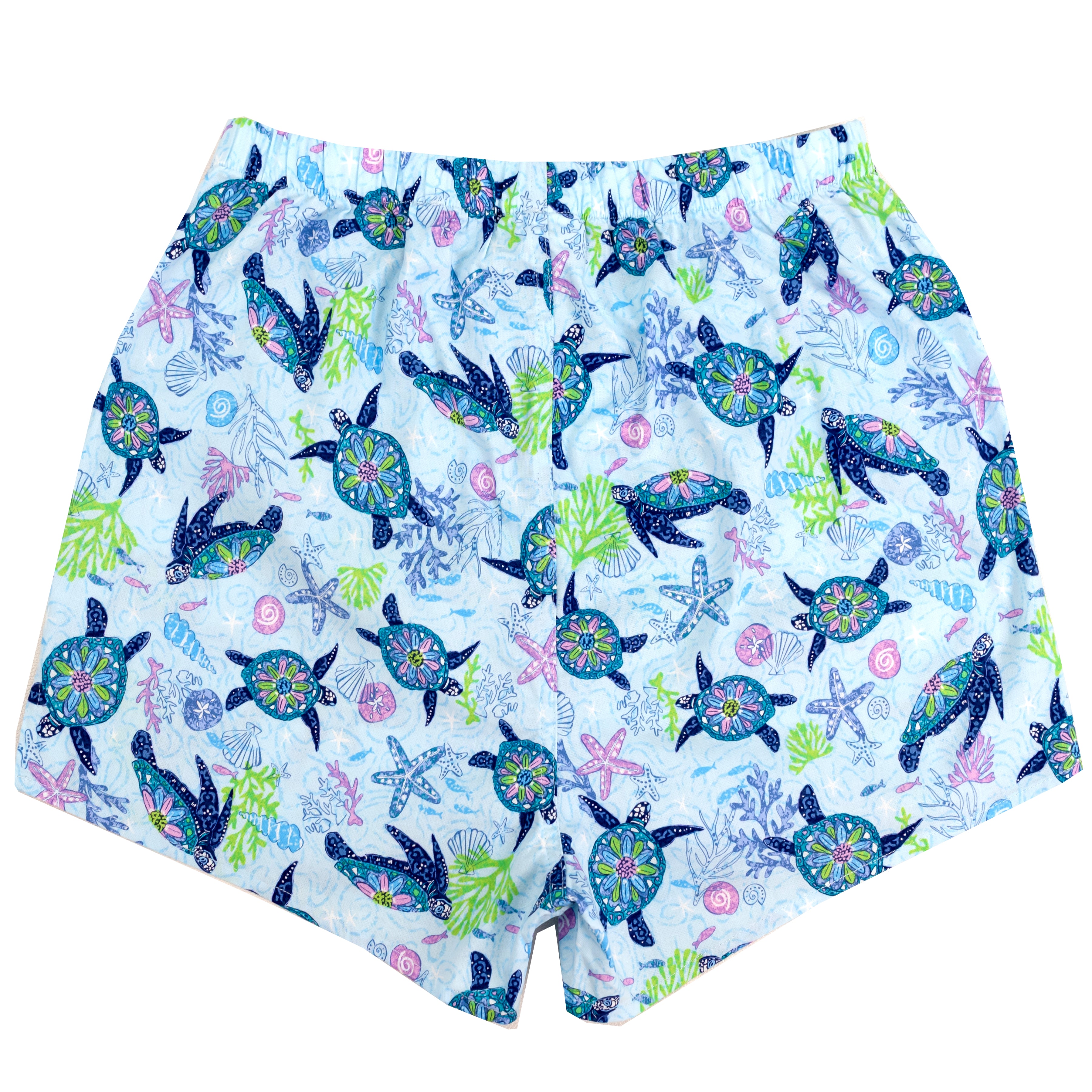 Ocean Themed Sea Turtles & Coral Reef All Over Print Boxer Shorts. Shop Lightweight Cotton Boxer Shorts for Men