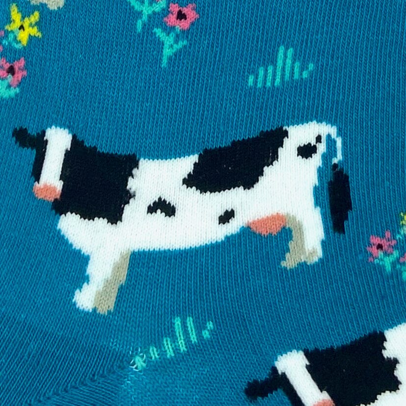 Adorable Farm Animal Inspired Cow All Over Print Novelty Crew Socks