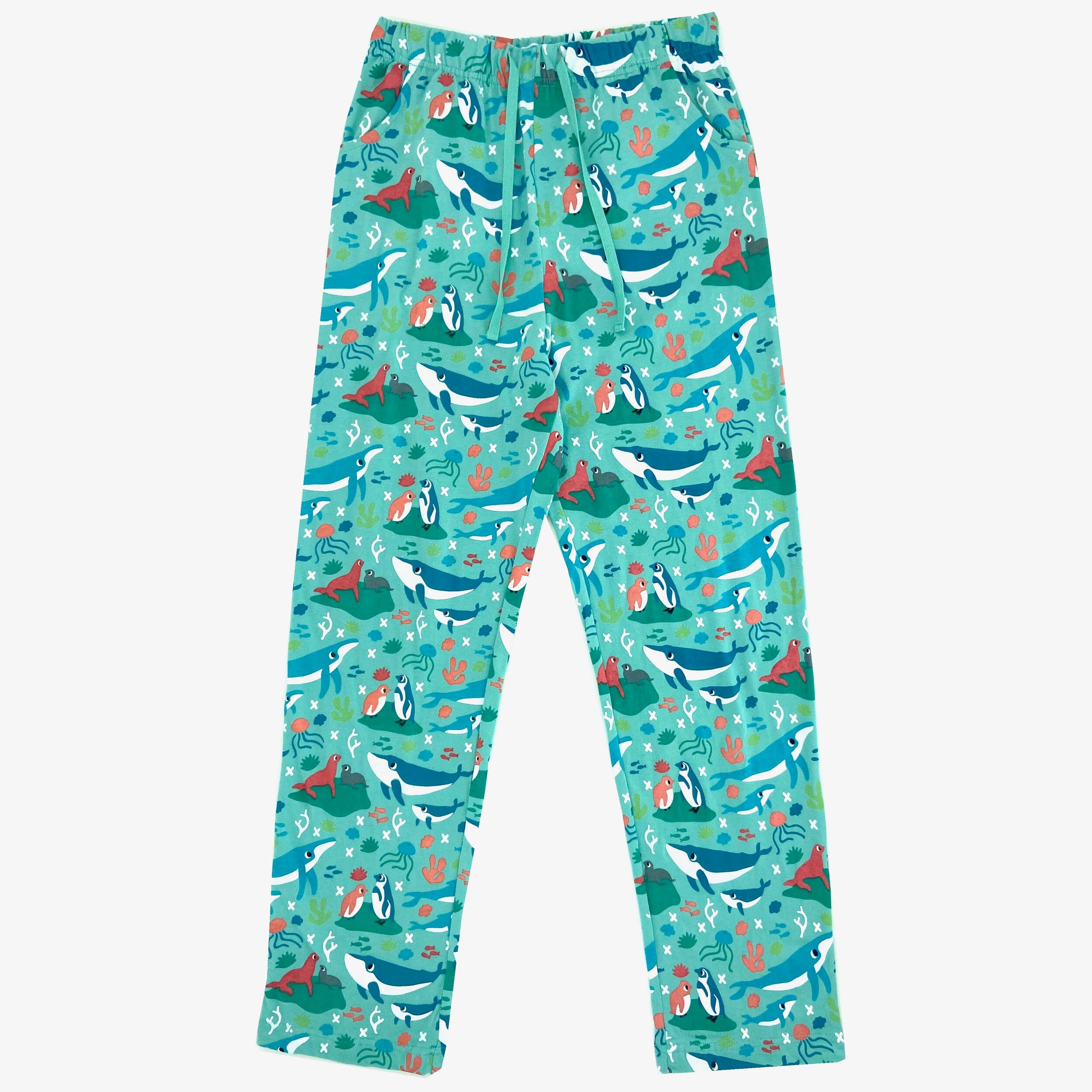 Women's Ocean Sea Creatures Inspired Penguin Whale Print Lounge Pants