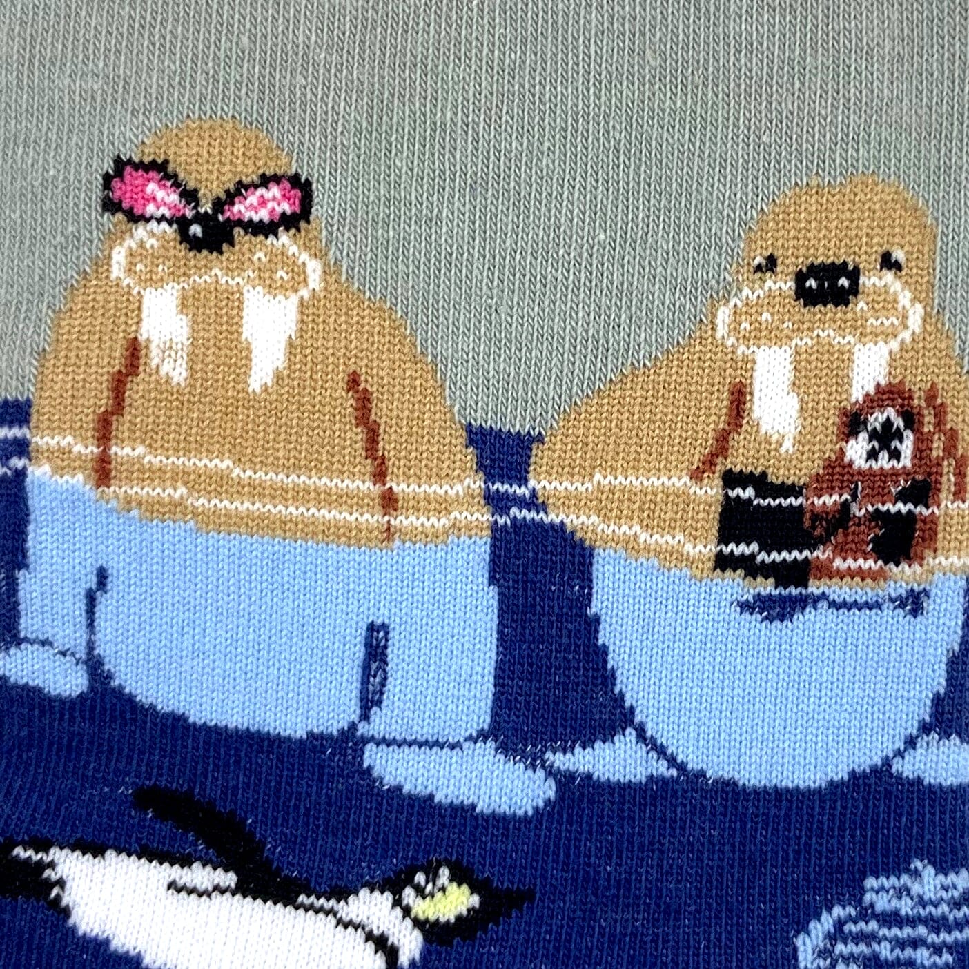 Cute Arctic Animals Walrus and Penguins All Over Print Novelty Socks