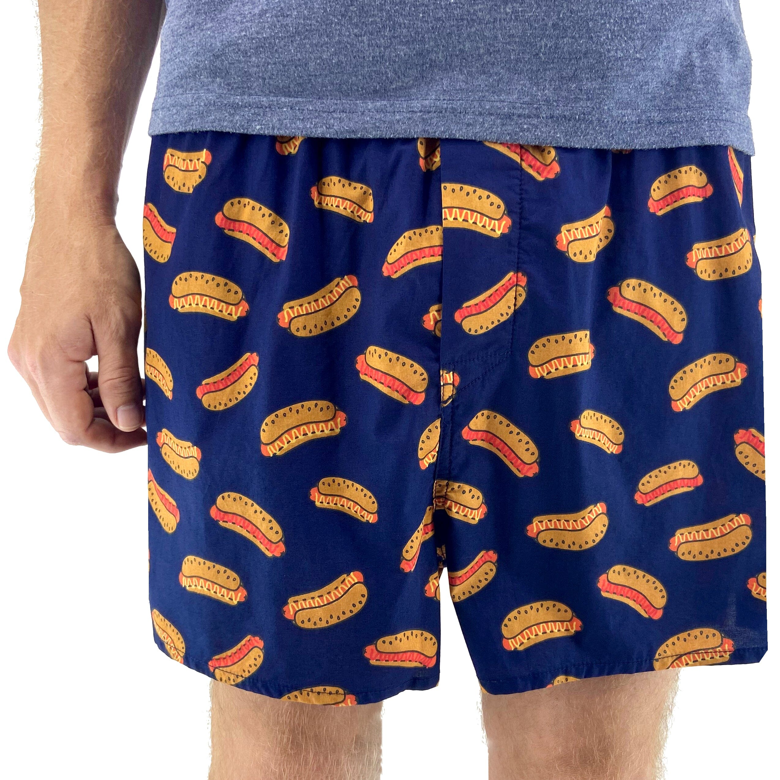 Buy Men's Foodie Themed Hotdog Buns All Over Print Cotton Boxer Shorts