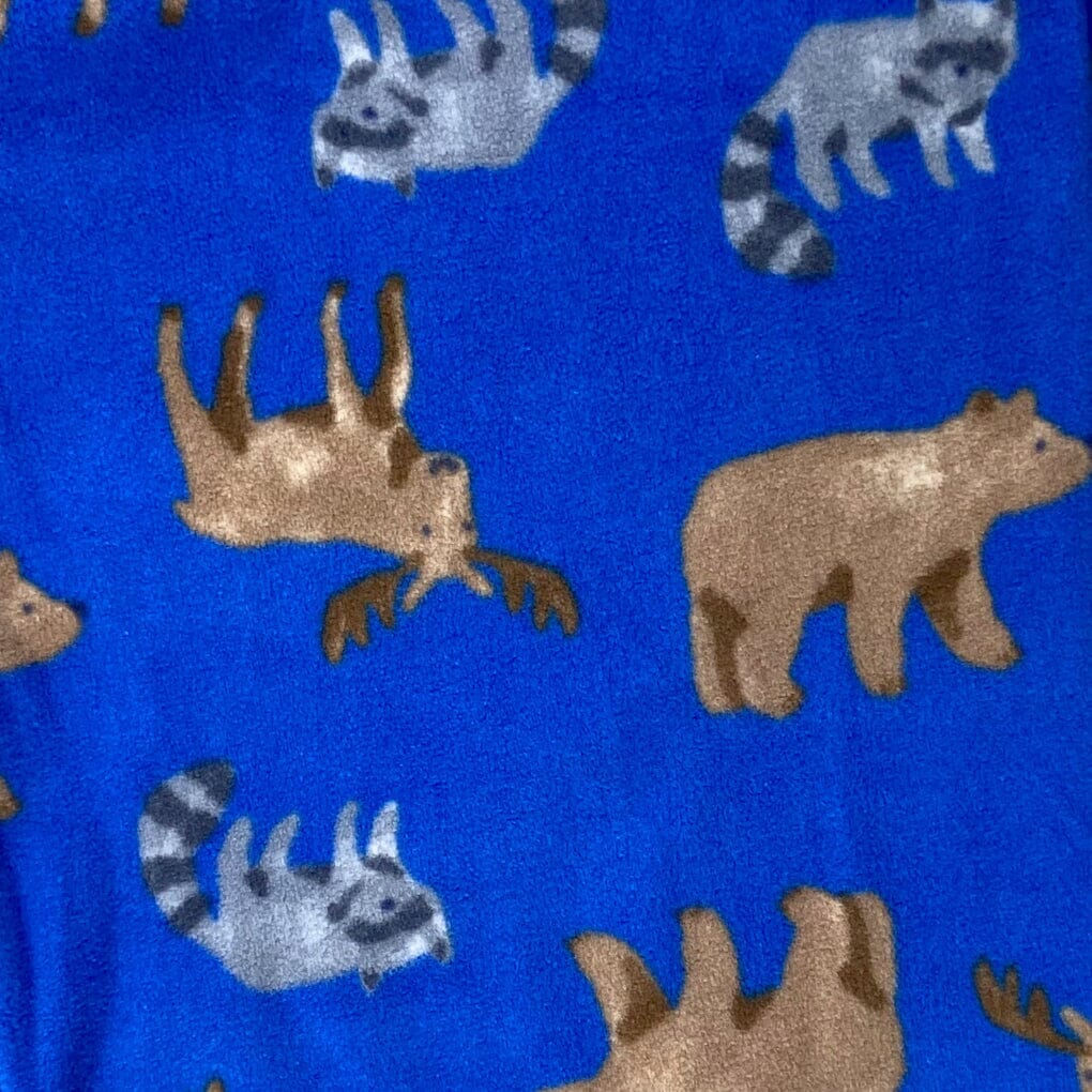 Men's Soft Cozy Bear Moose Raccoon Print Fleece Pajama PJ Pant Bottoms