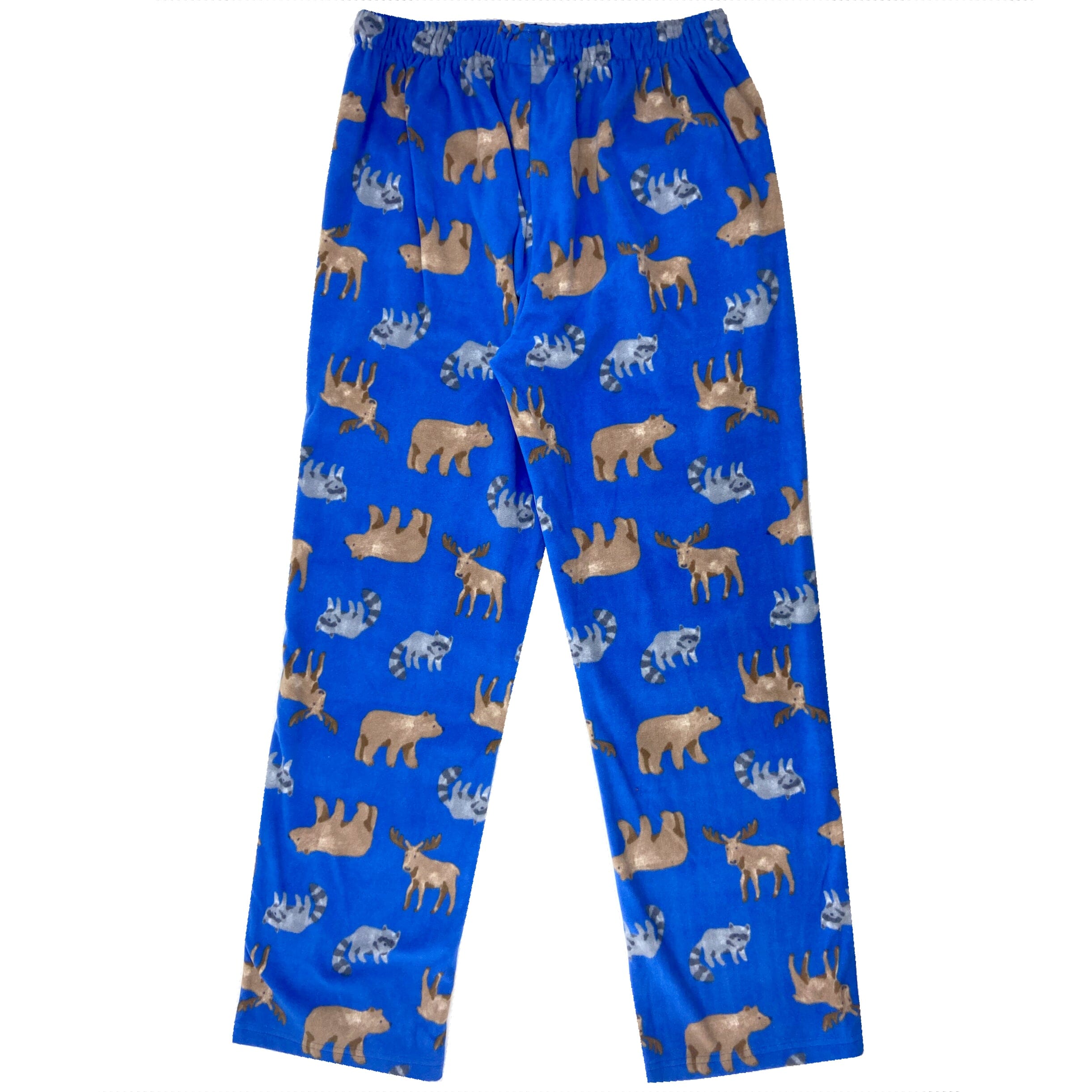 Men's Soft Cozy Bear Moose Raccoon Print Fleece Pajama PJ Pant Bottoms