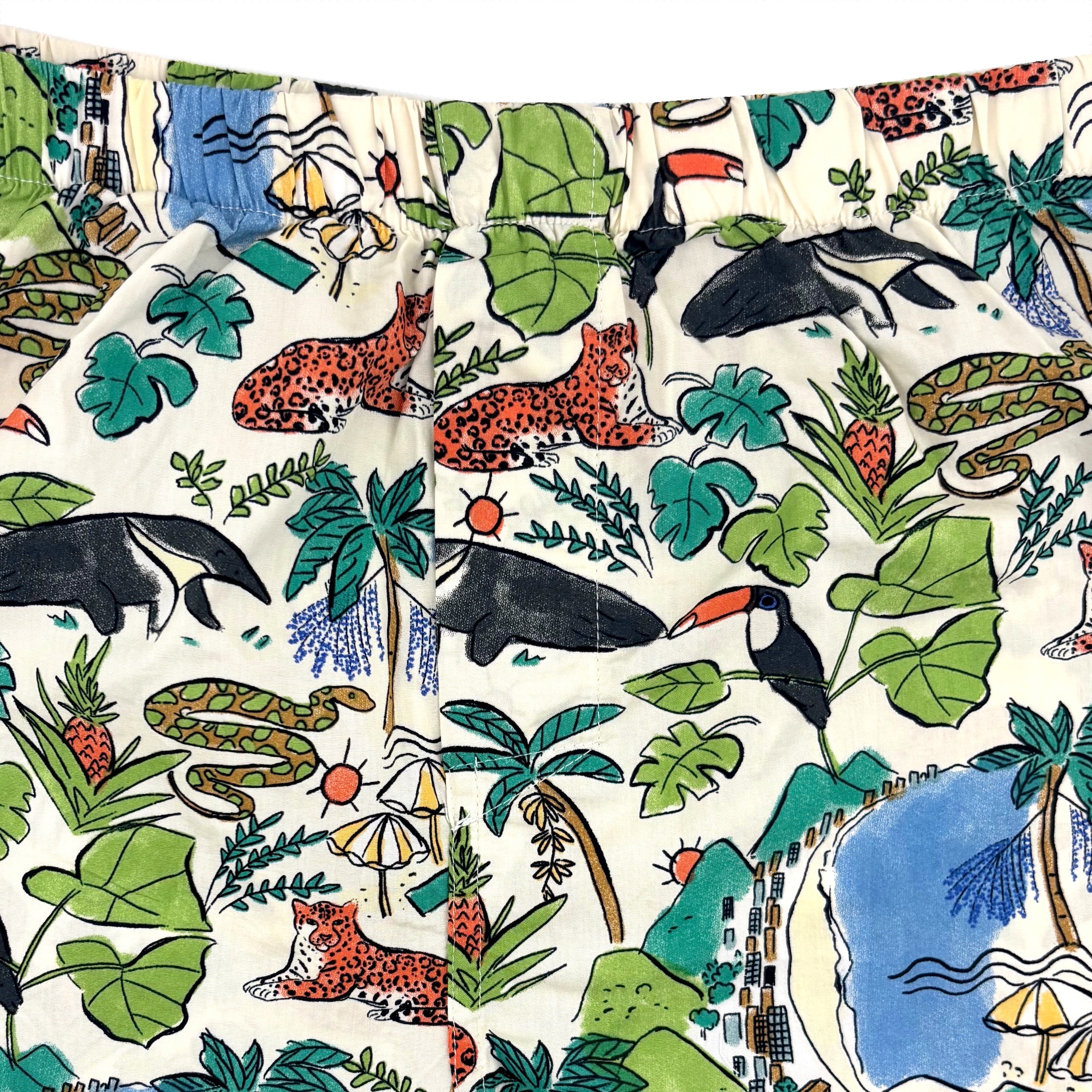Men's Jungle Safari Jaguar Snake Anteater Print Cotton Boxer Shorts