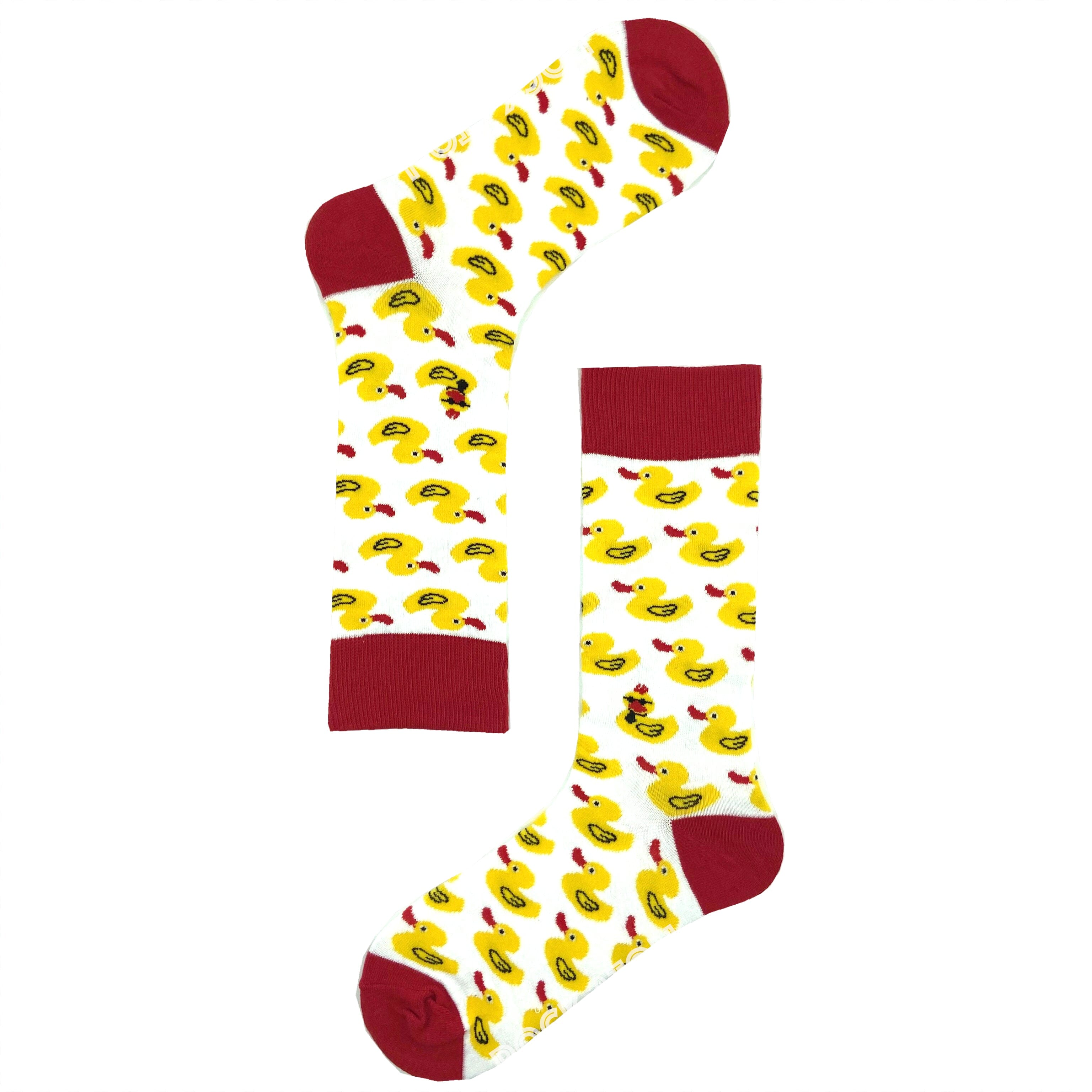 Fun Unisex Yellow Rubber Bath Ducky Print Cotton Novelty Dress Socks