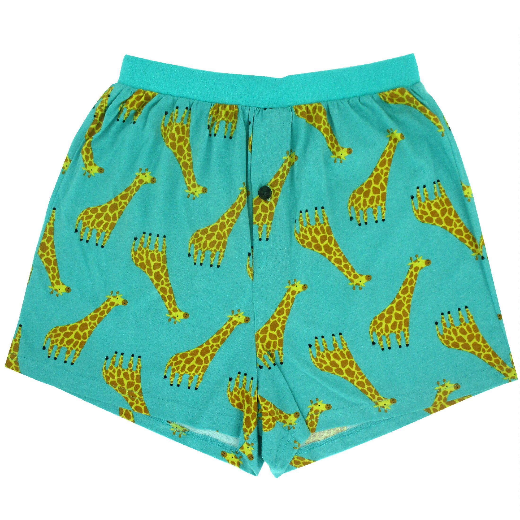 Cute Cartoon Giraffe All Over Print Cotton Jersey Knit Boxer Shorts