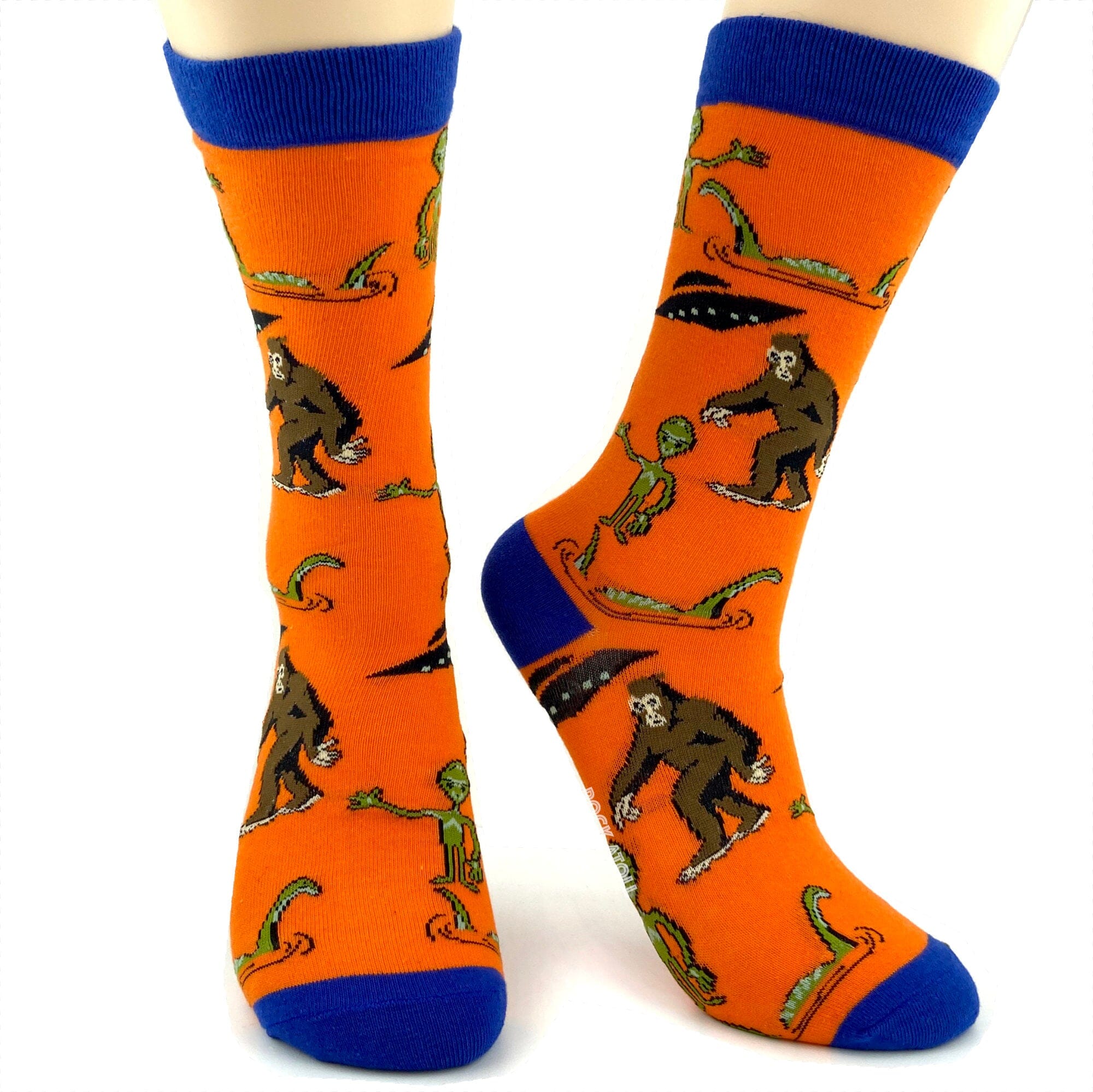 Mythical Creatures Inspired Bigfoot Aliens Loch Ness UFO Novelty Socks