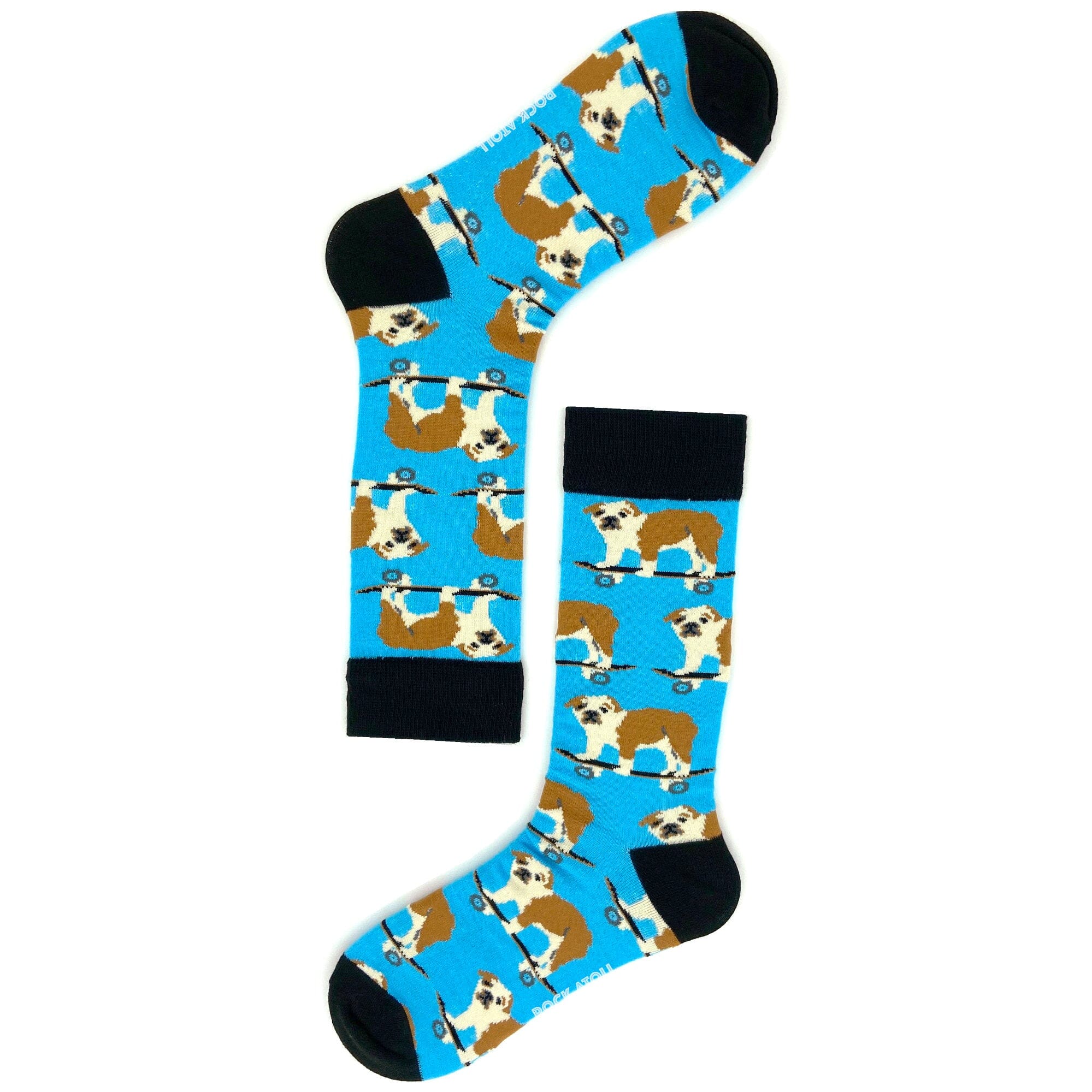 Dog Lovers Adorable Bulldogs on Skateboards Patterned Novelty Socks
