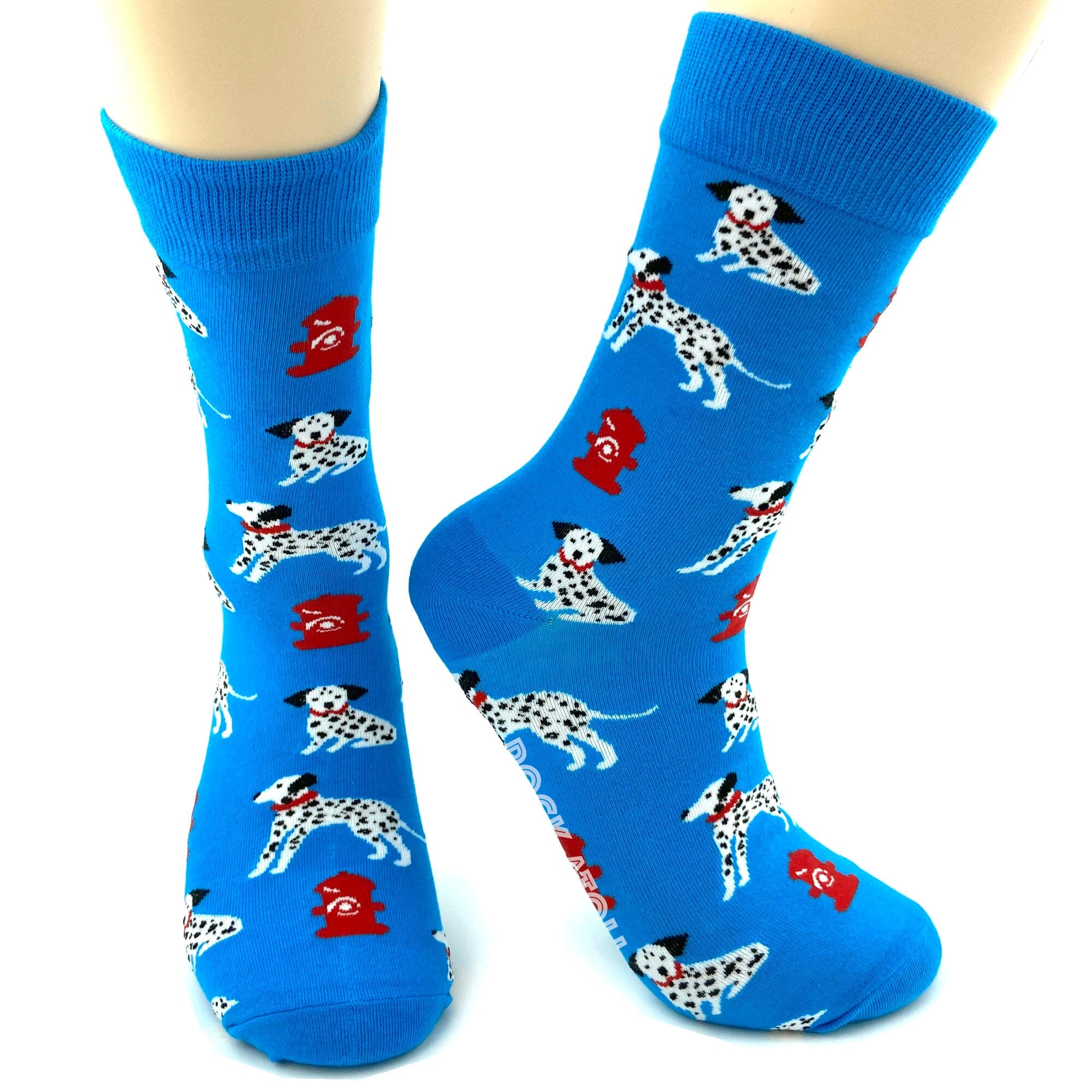 Dog Lovers Adorable Dalmatians & Fire Hydrants Patterned Novelty Socks