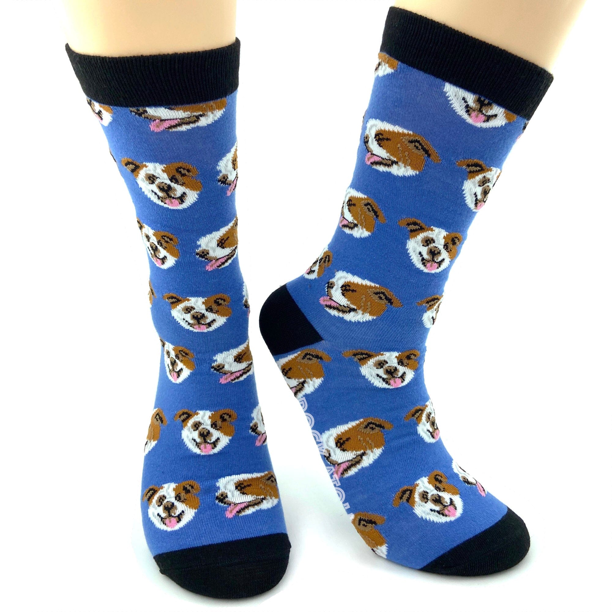 Dog Lovers Pit Bull Patterned Long Novelty Crew Socks for Men & Women
