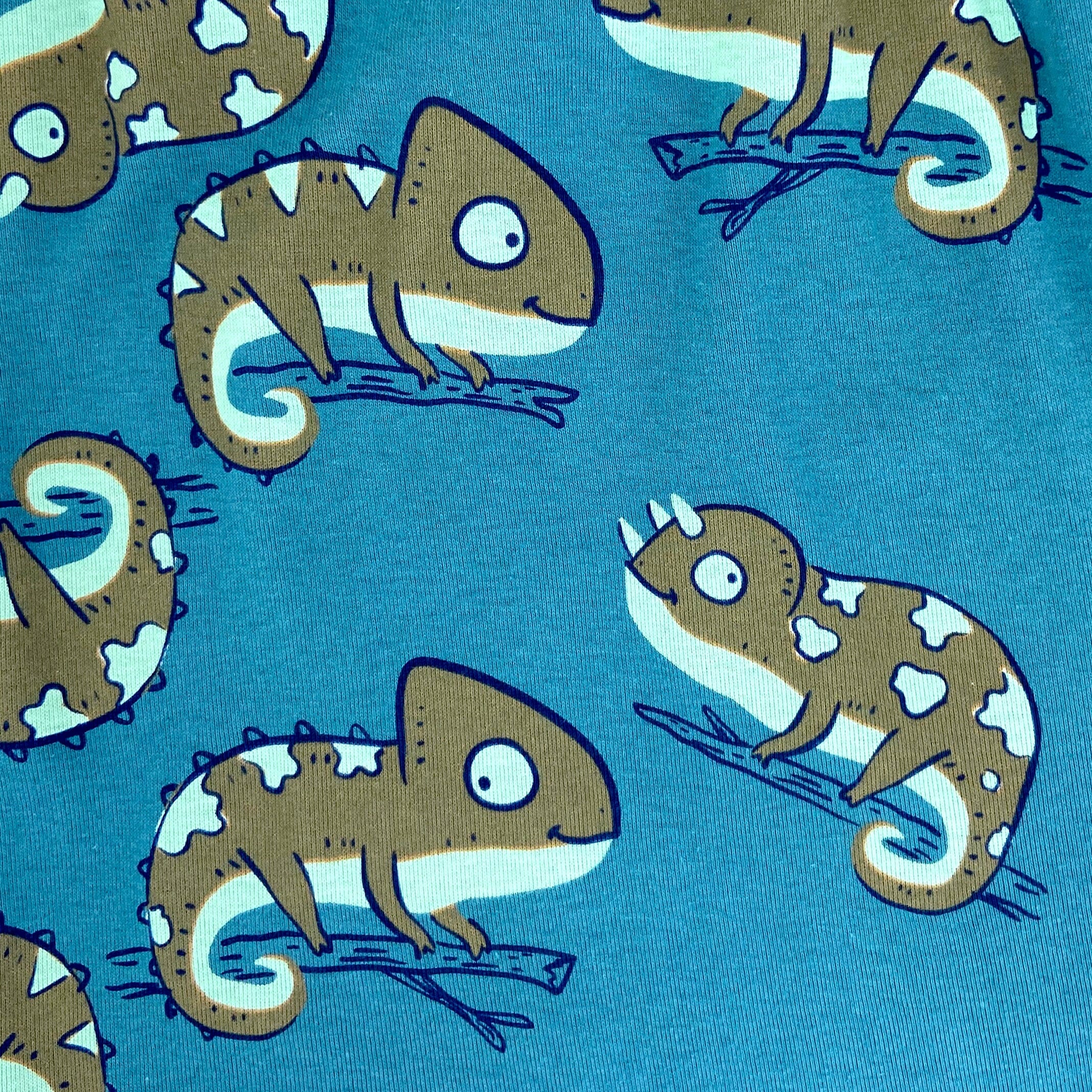 Men's Chameleon Print Chameleon Patterned Cotton Knit Boxer Pajama Shorts