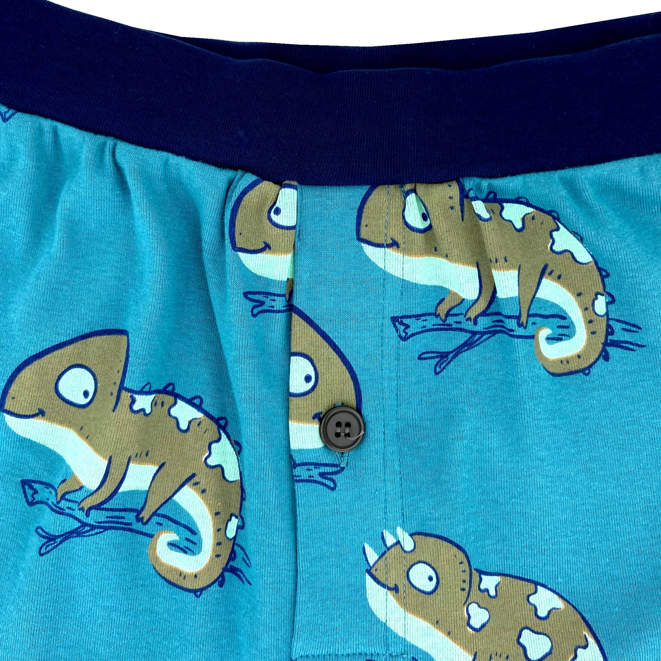 Men's Chameleon Print Chameleon Patterned Cotton Knit Boxer Pajama Shorts