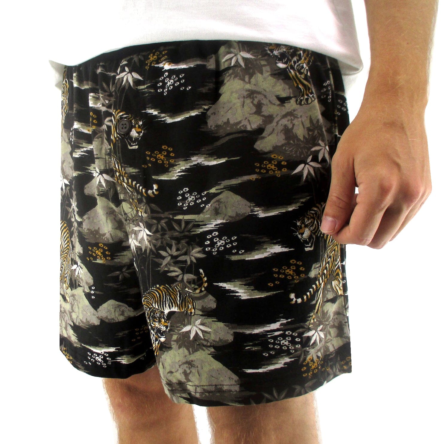 Men's Sleepwear. Soft Comfy Tiger All Over Print Cotton Pyjama Shorts