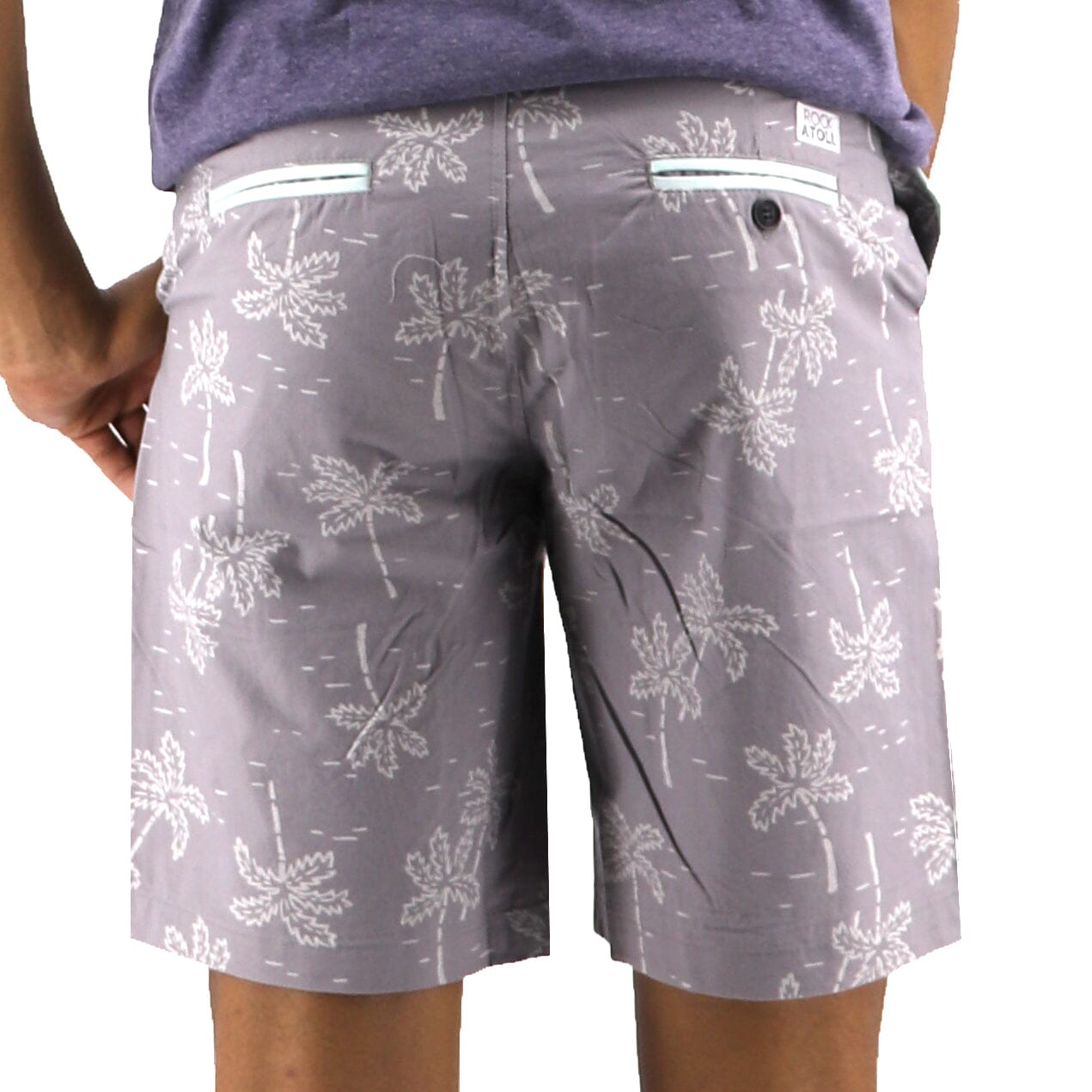 Gray Palm Shorts For Men. Classic Style Palm Tree Shorts