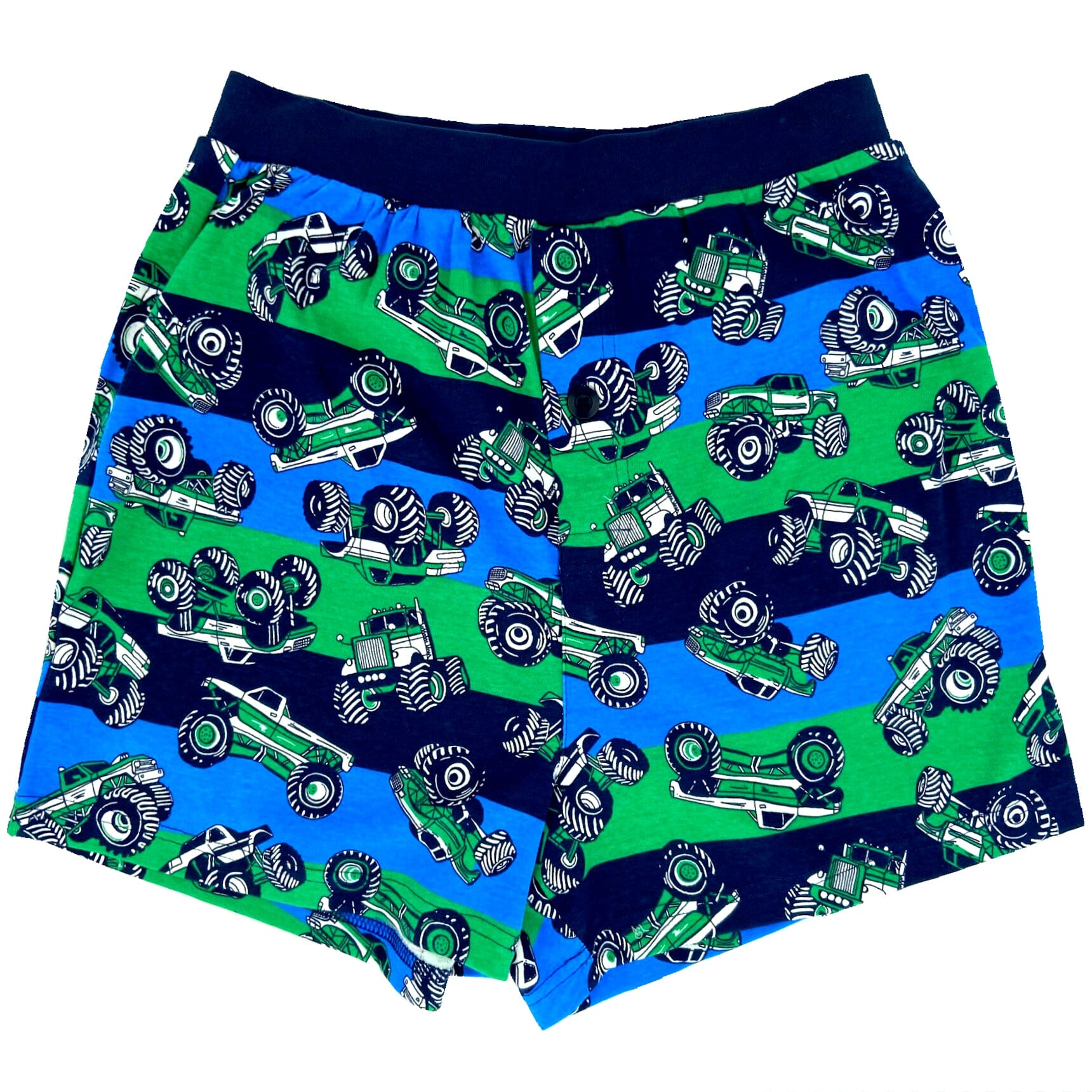 Men's Striped Monster Truck All Over Print Drawstring Pajama Shorts