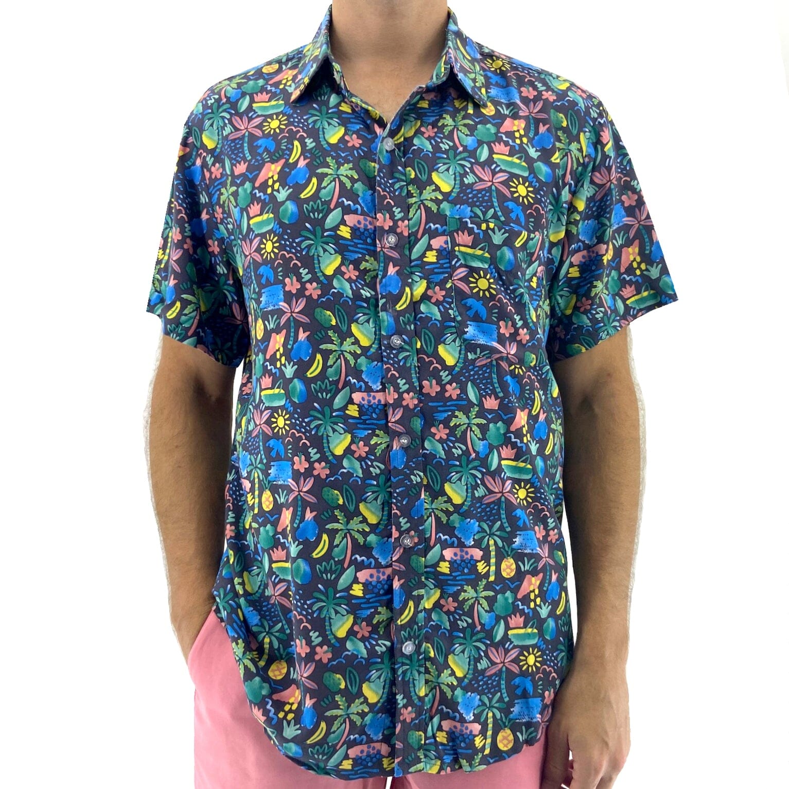 JHKKU Men's Hawaiian Shirt - 100% Polyester, Short Sleeve, Hundred Dollar Bill Print, Size X-Large