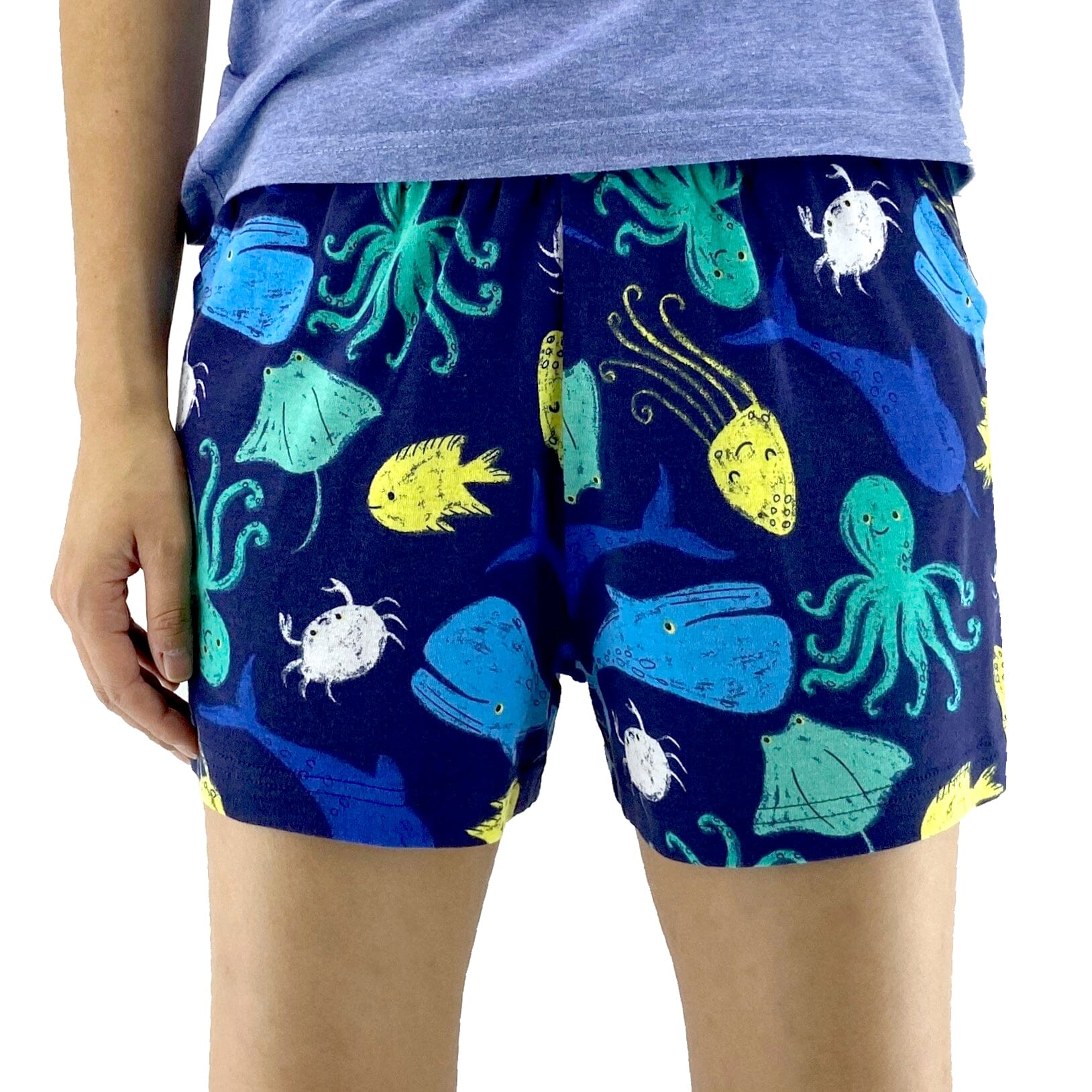 Women's Sea Creatures Whale Narwhal Crab Print Knit Pyjama Bottoms