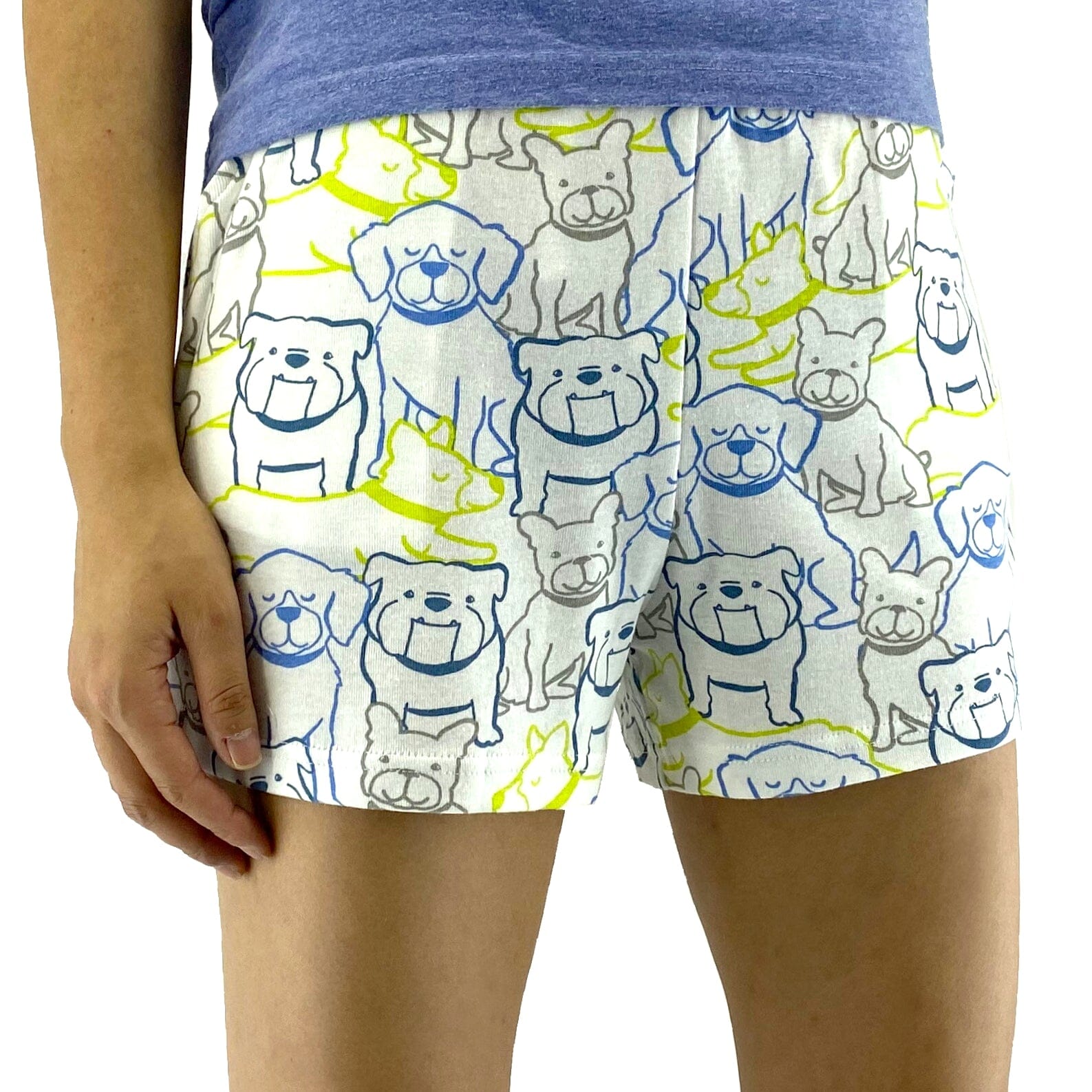 Women's Cute Puppy Dog All-Over-Print Cotton Jersey Knit Pajama Shorts