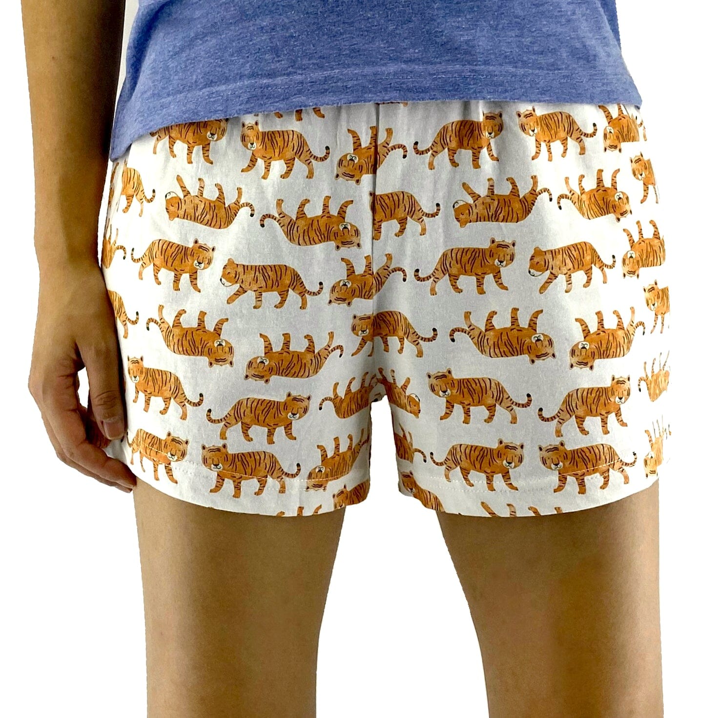 Women's Cute Jungle Tiger Cat All-Over Print Knit PJ Pyjama Shorts