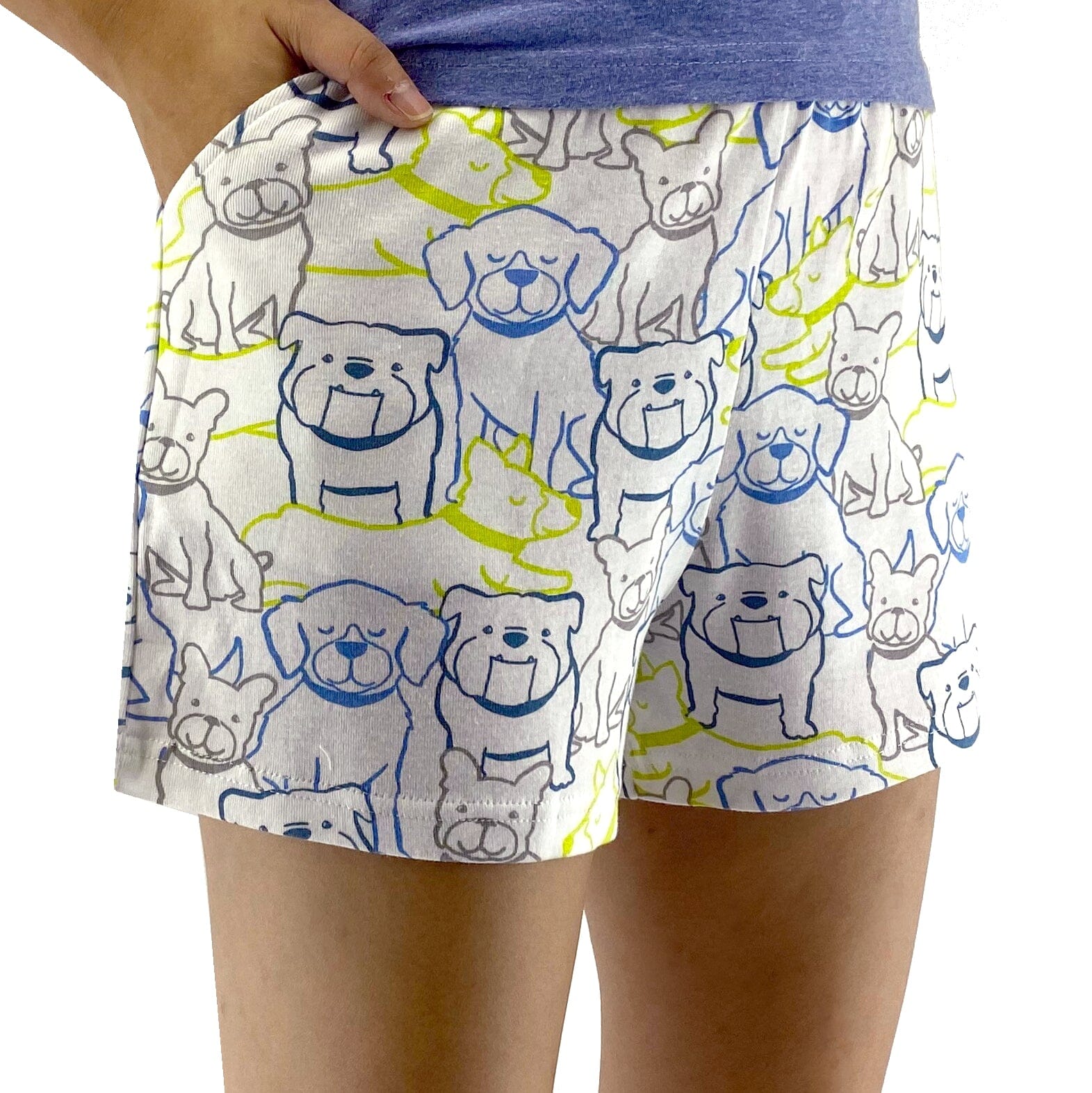 Women's Cute Puppy Dog All-Over-Print Cotton Jersey Knit Pajama Shorts