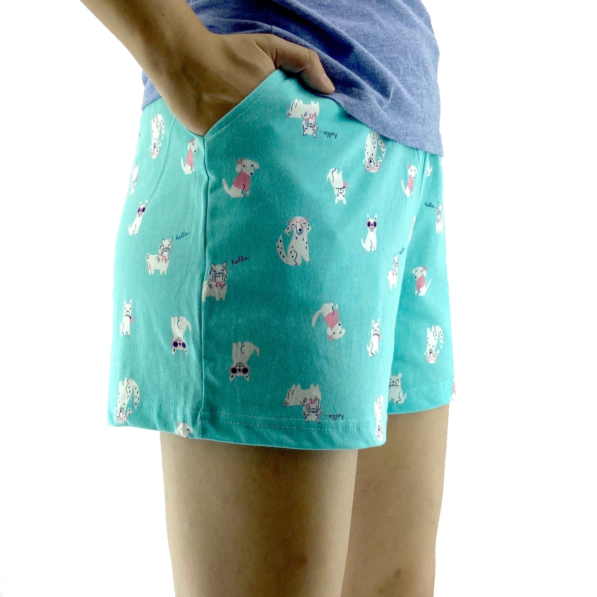 Women's Pet Lovers Dog Patterned Cotton Jersey Knit Pajama Bottoms