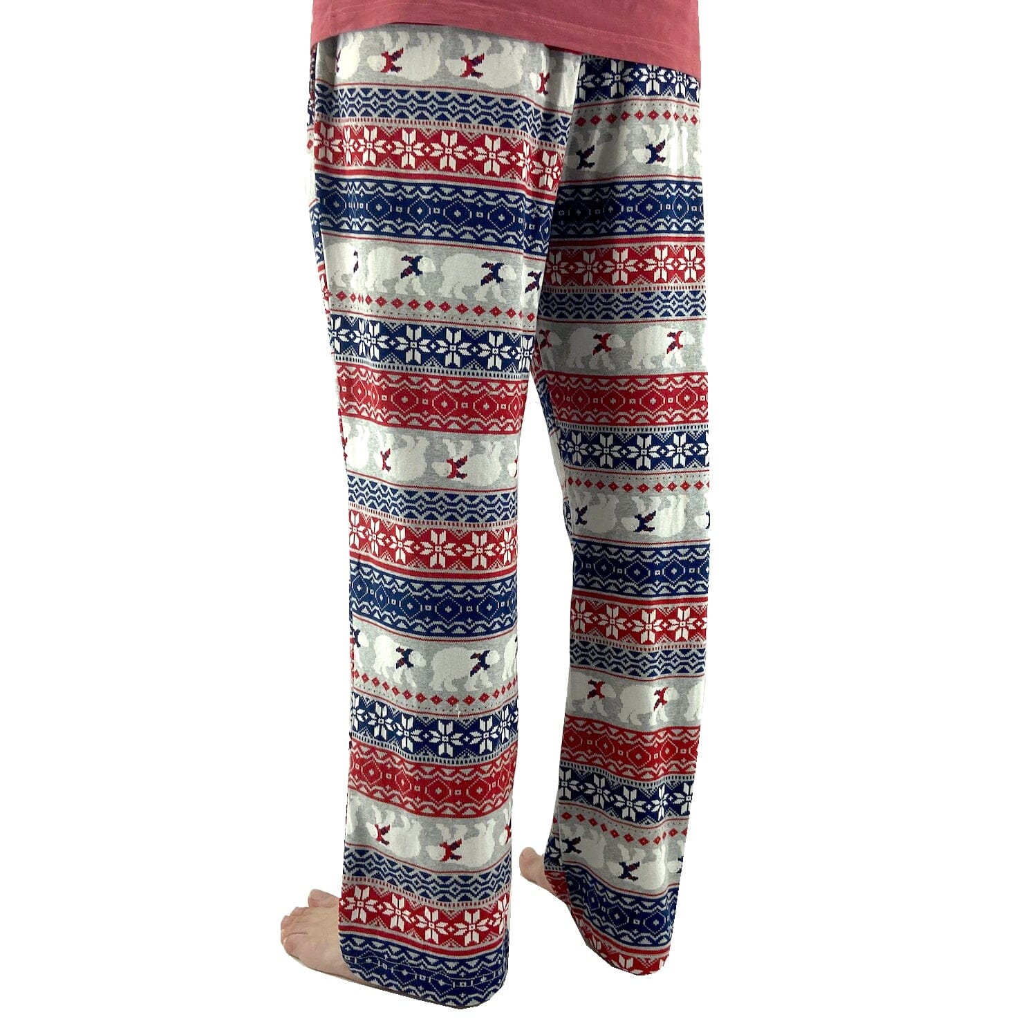 Men's Christmas Polar Bear Novelty Print Soft Knit Long Pajama Bottoms