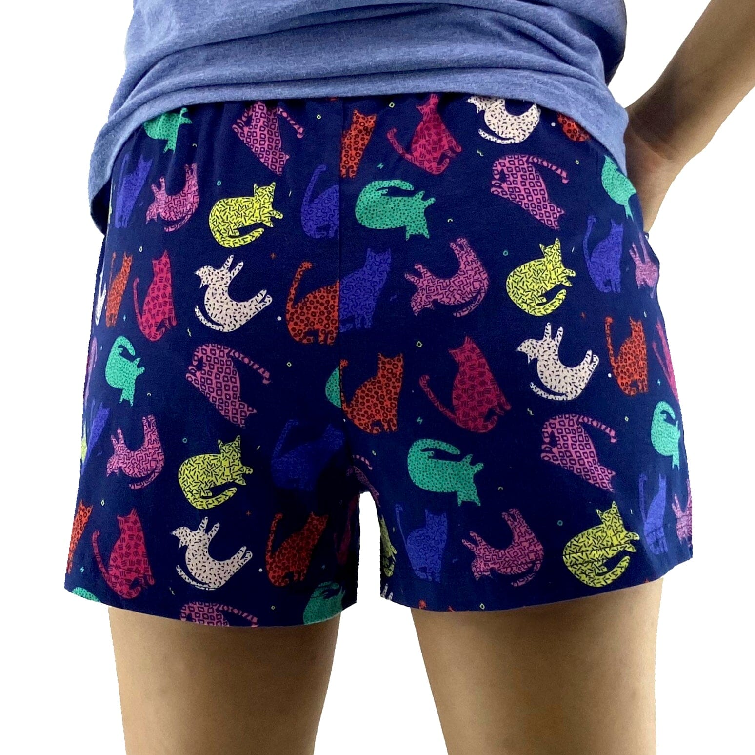 Women's Colorful Cat Silhouette Printed Cotton Knit PJ Pajama Shorts