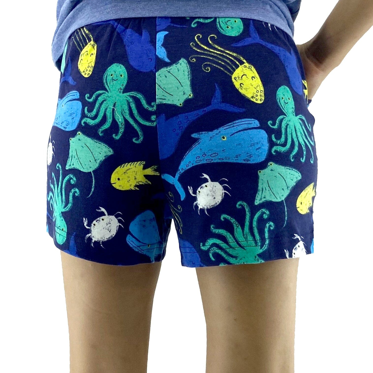Women's Sea Creatures Whale Narwhal Crab Print Knit Pyjama Bottoms