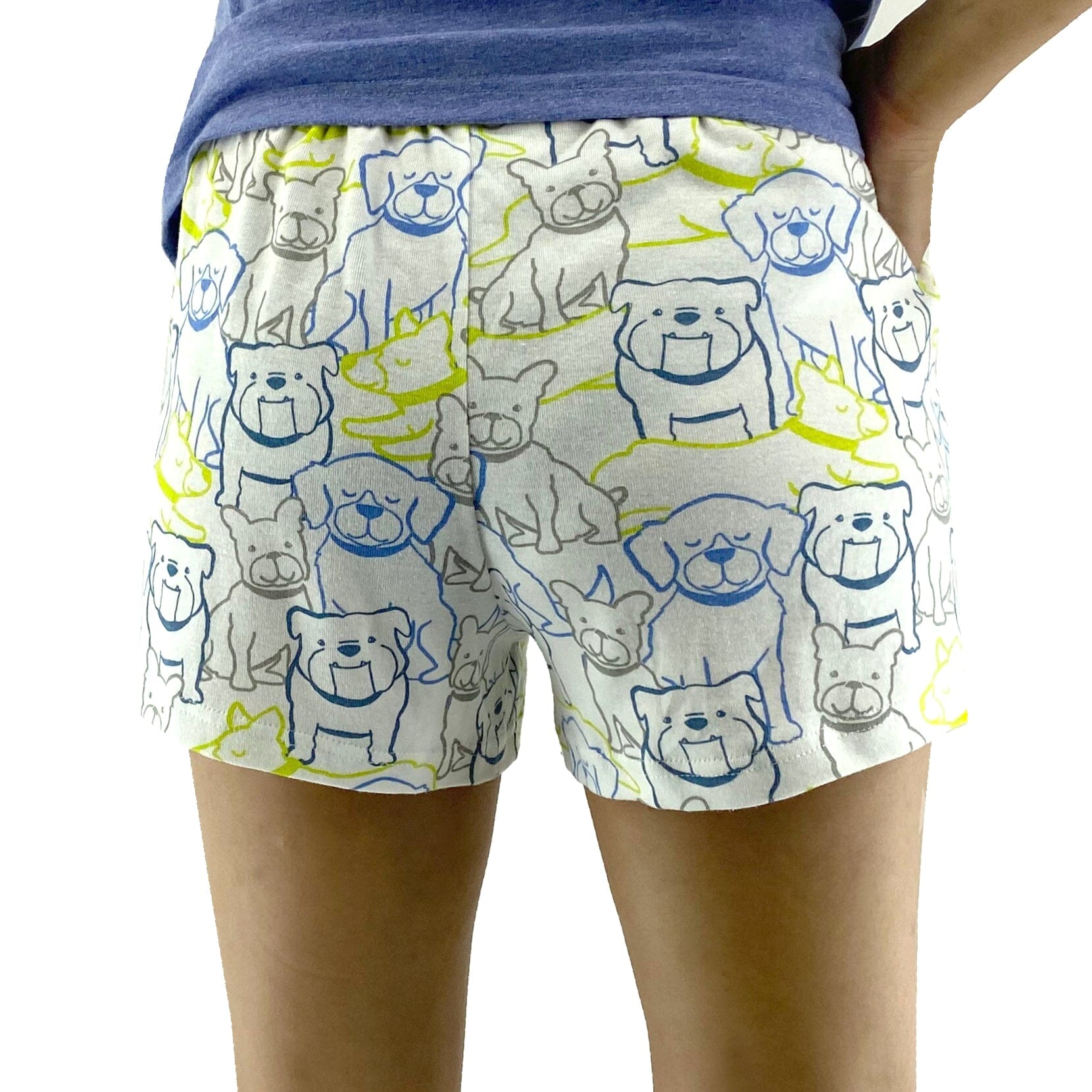 Women's Cute Puppy Dog All-Over-Print Cotton Jersey Knit Pajama Shorts
