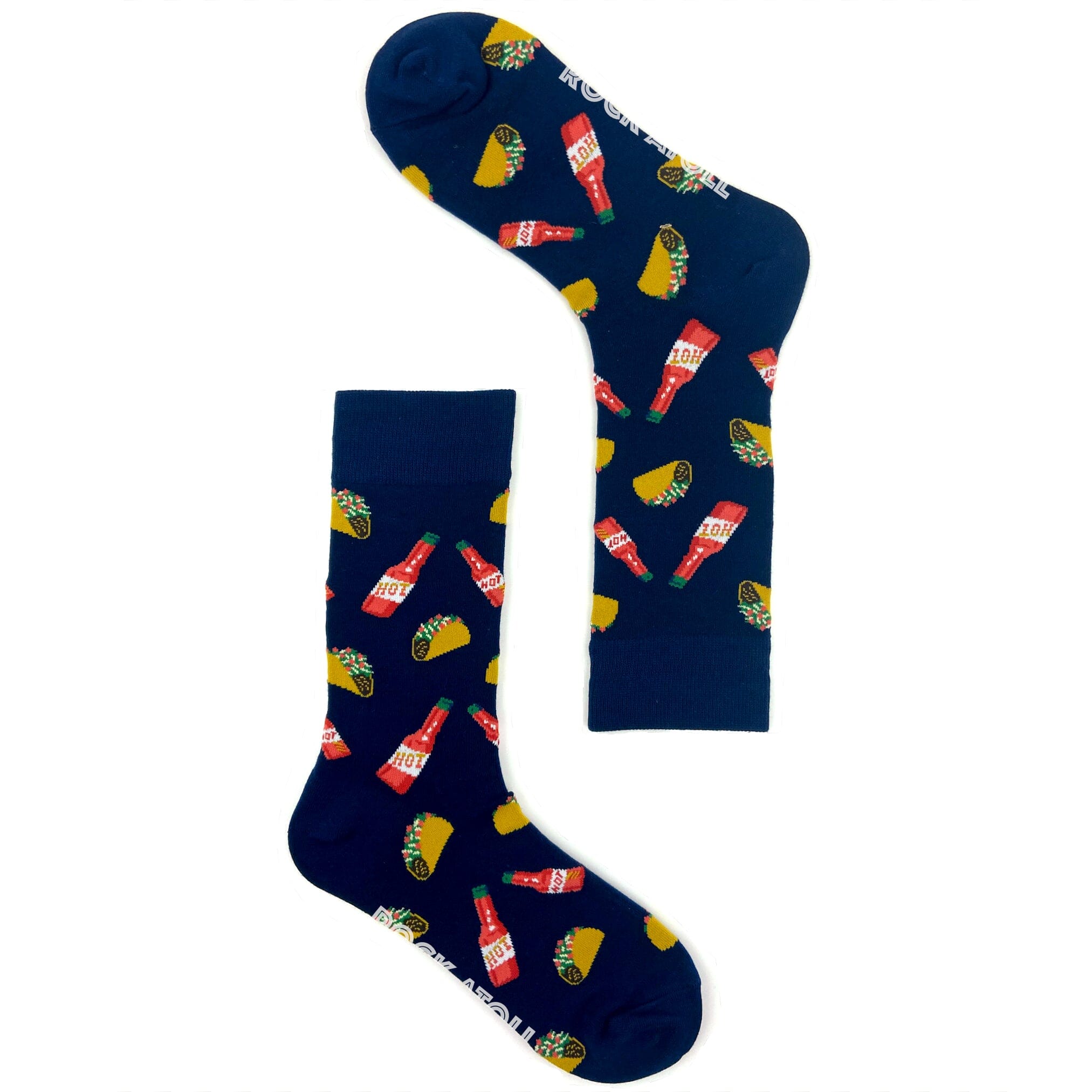 Unisex Tacos & Hot Sauce Foodie Themed Novelty Patterned Crew Socks